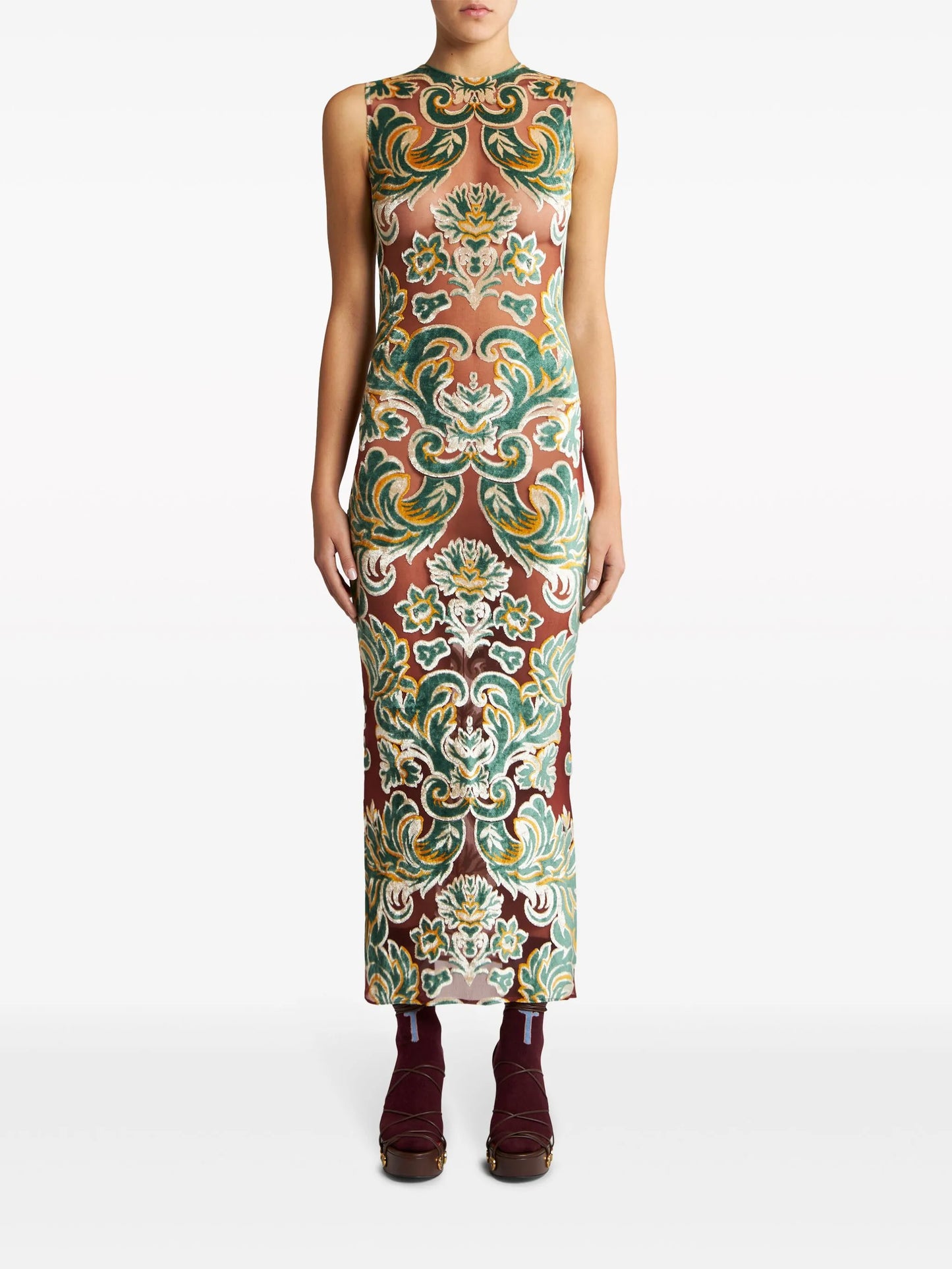 patterned-jacquard midi dress