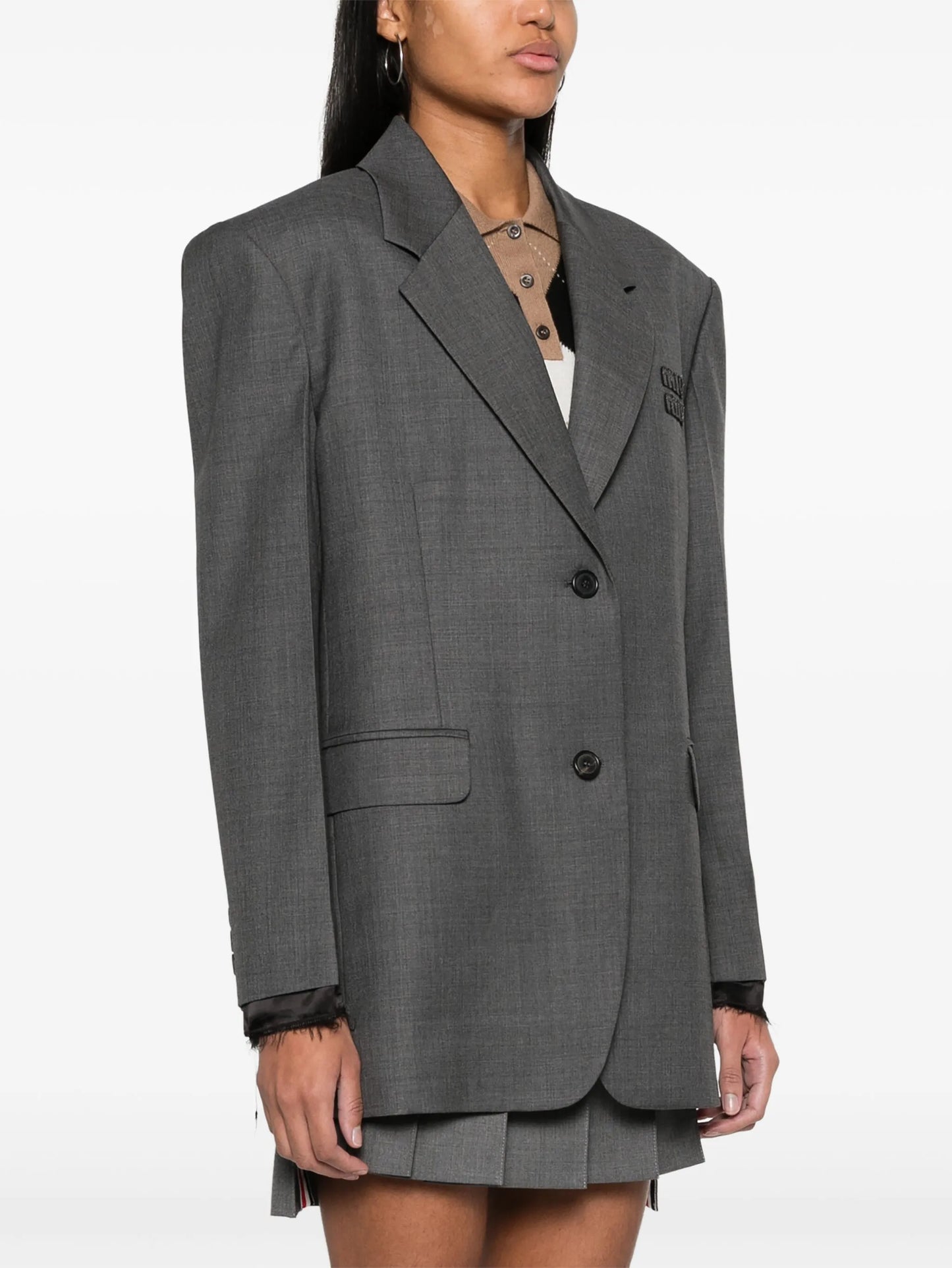 logo-patch twill blazer