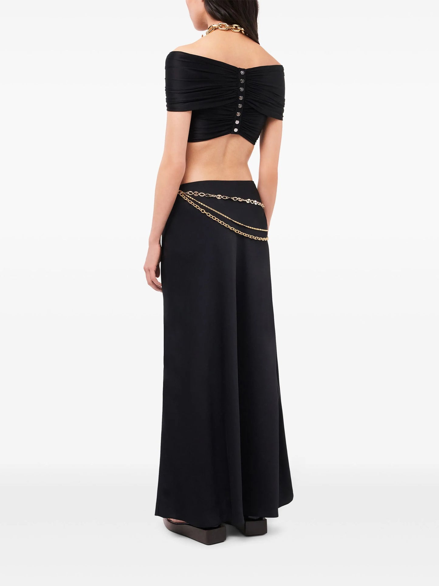 chain-detail maxi skirt