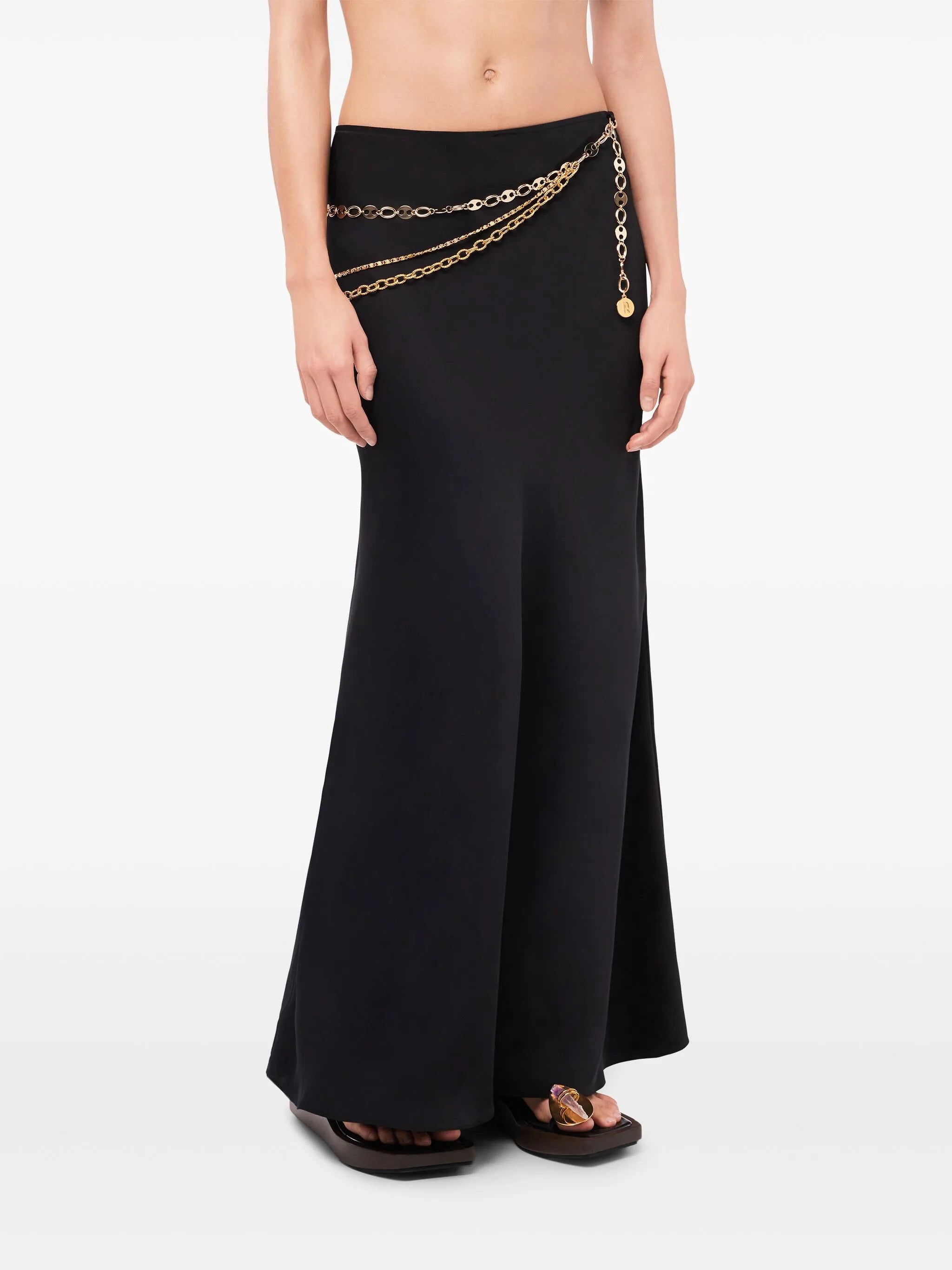 chain-detail maxi skirt