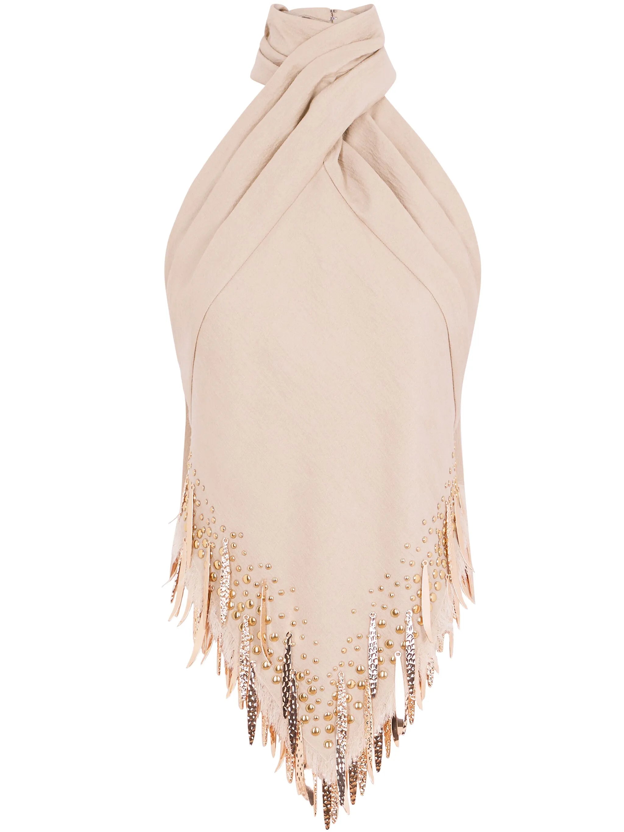 fringe-detail halterneck top