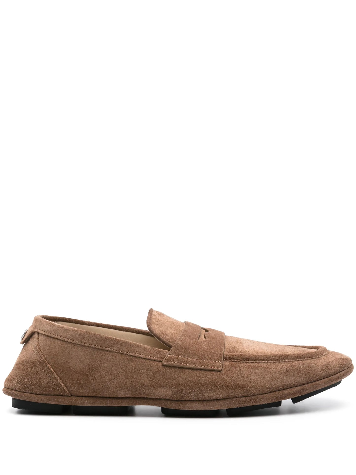 logo-plaque suede loafers