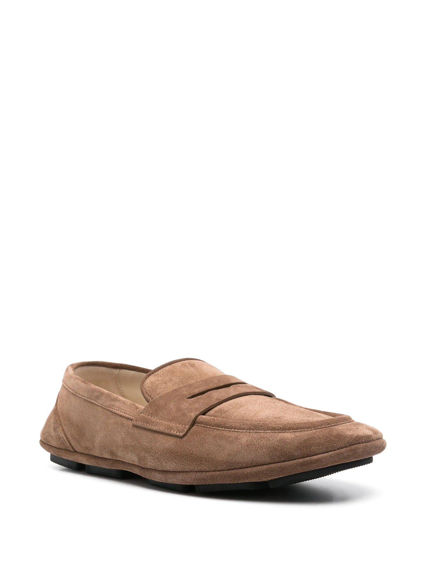 logo-plaque suede loafers