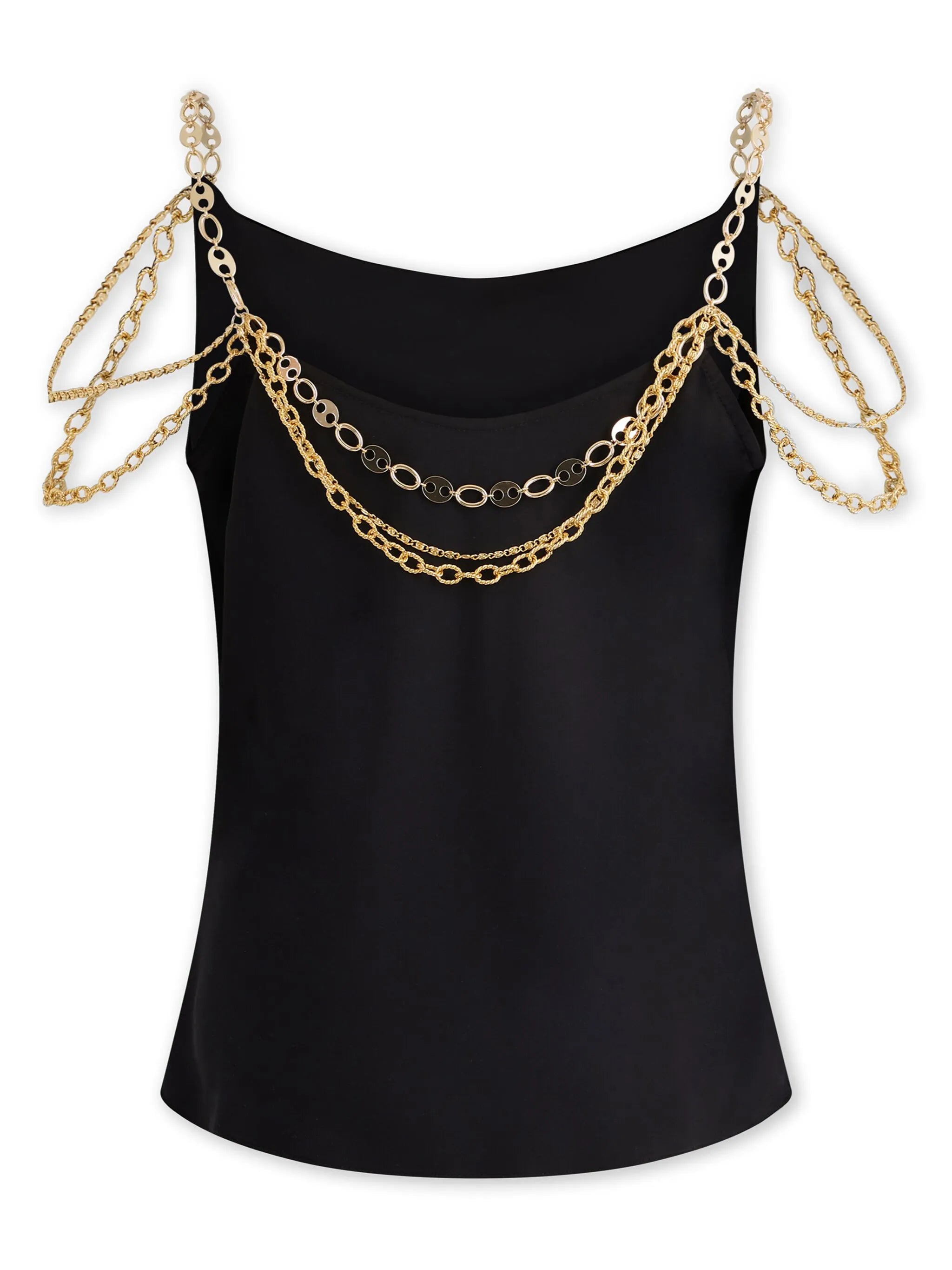 chain-detail cowl-neck top