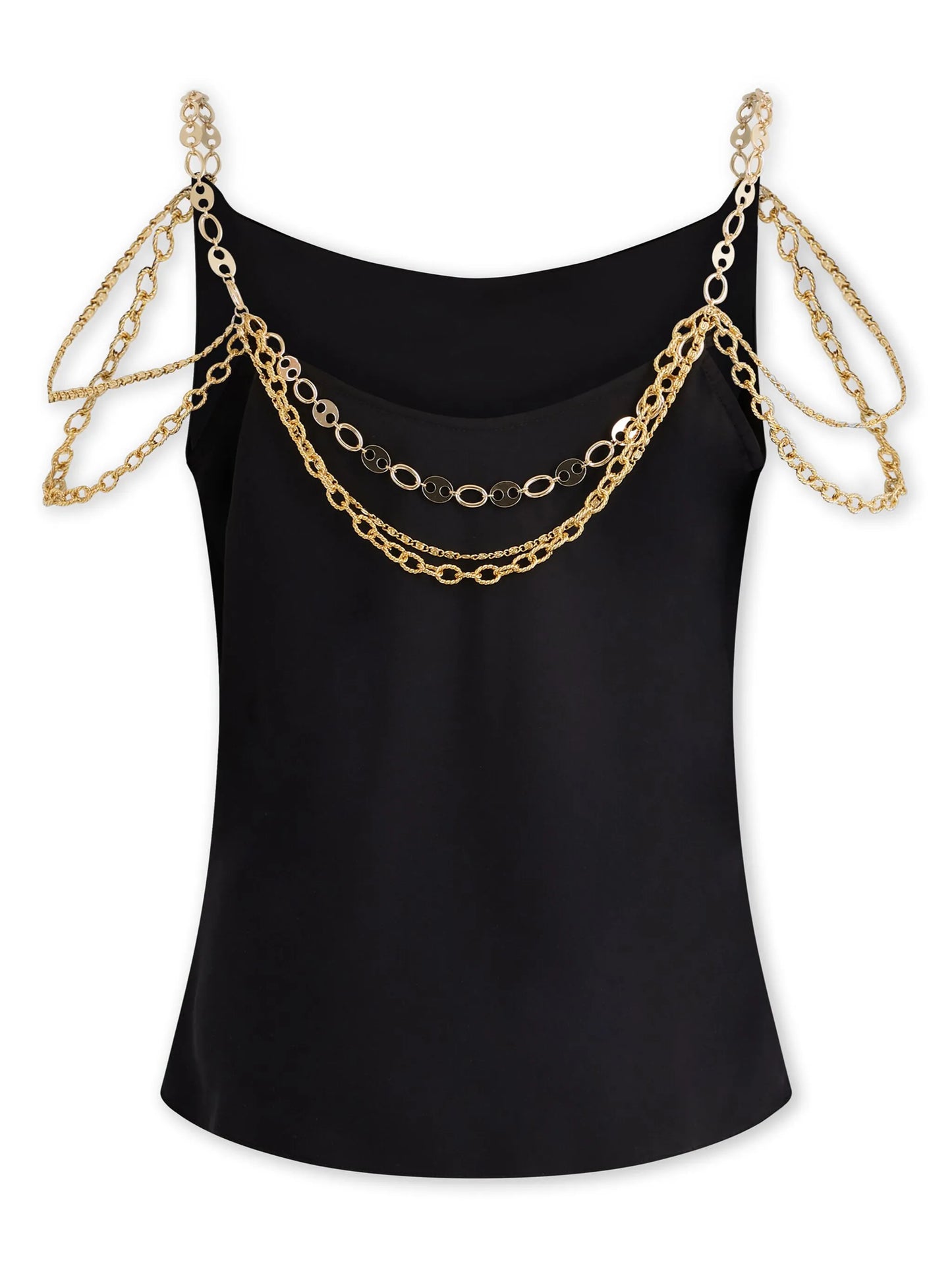 chain-detail cowl-neck top