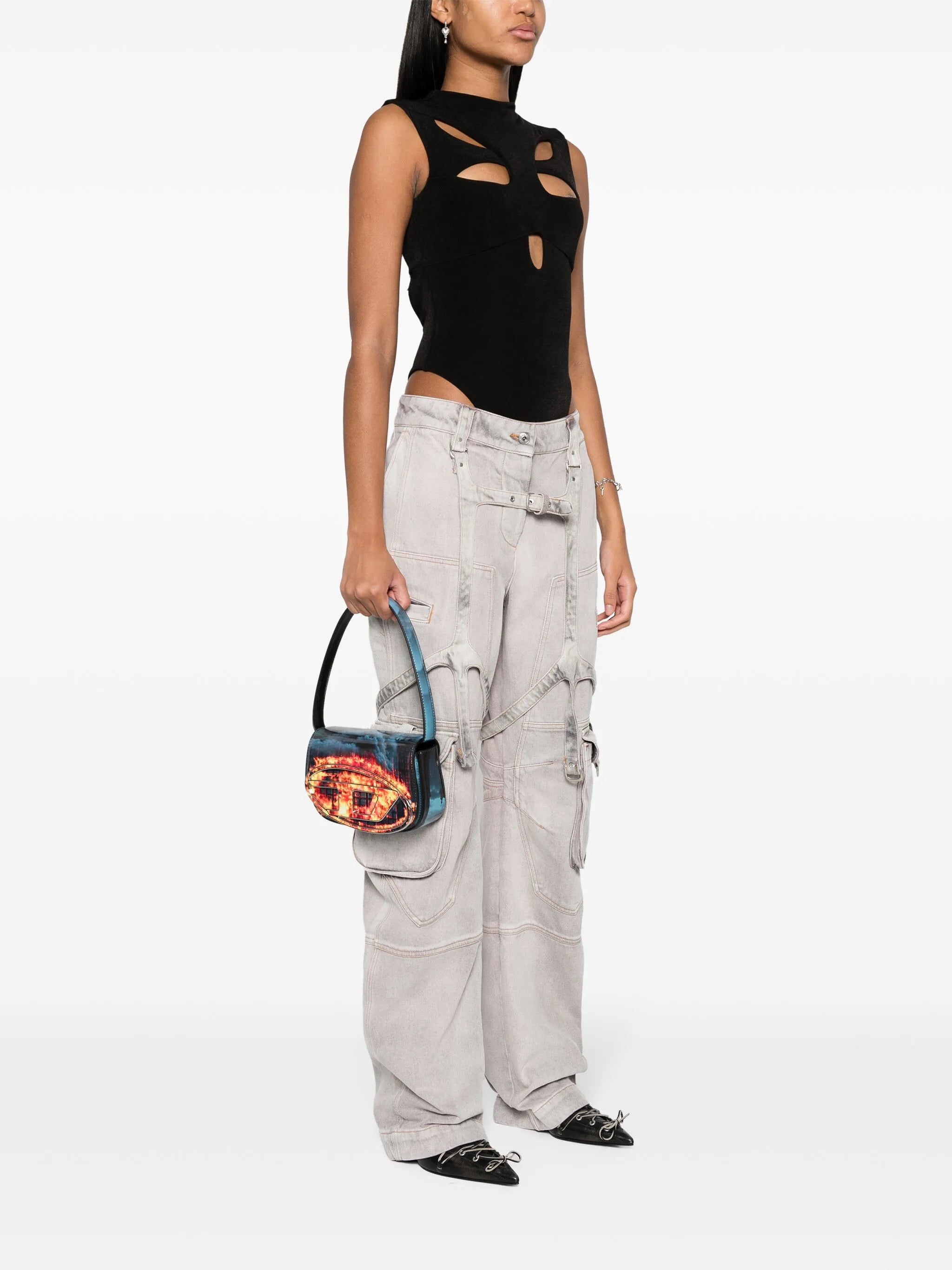 1DR Iconic flame-print shoulder bag