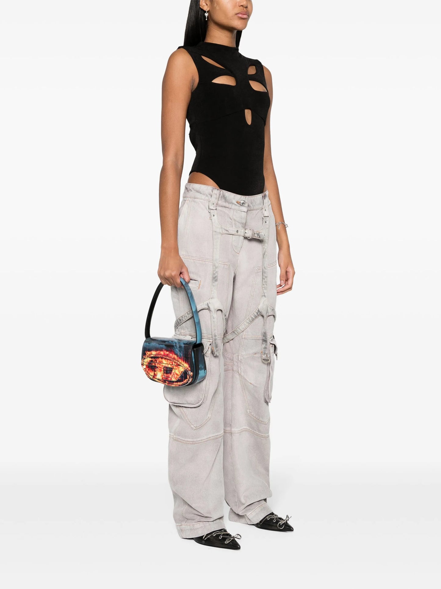 1DR Iconic flame-print shoulder bag