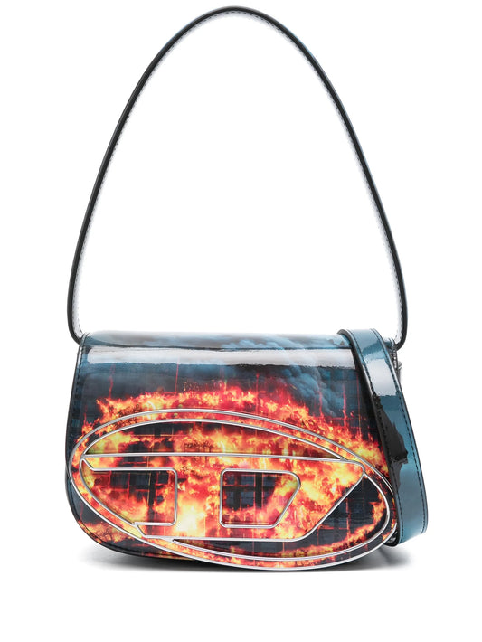 1DR Iconic flame-print shoulder bag