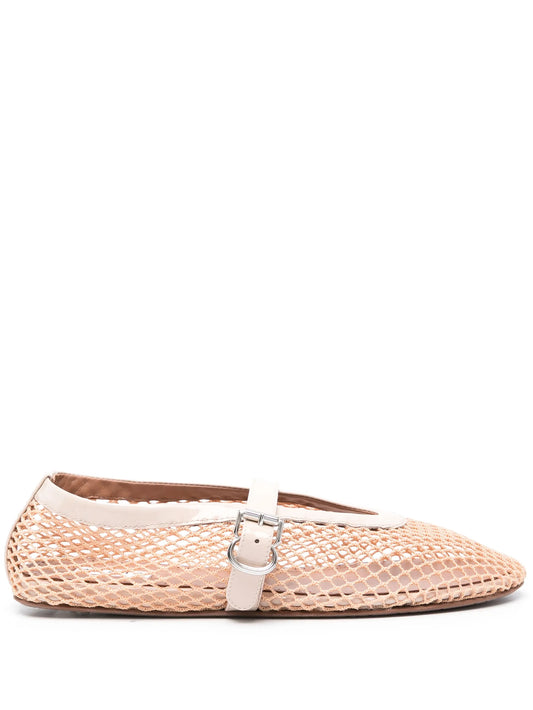 Fishnet ballerina shoes