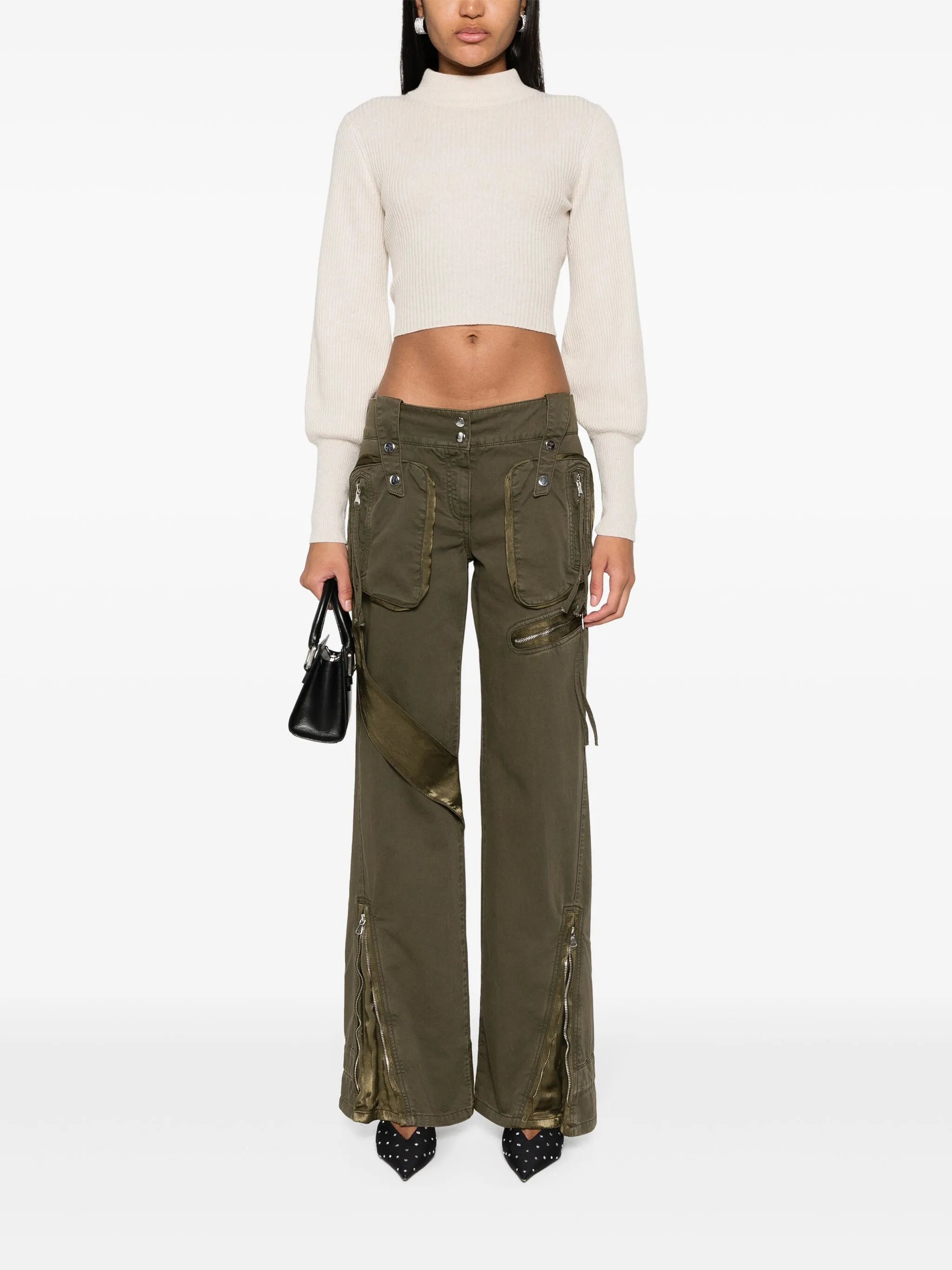satin-insert cargo trousers