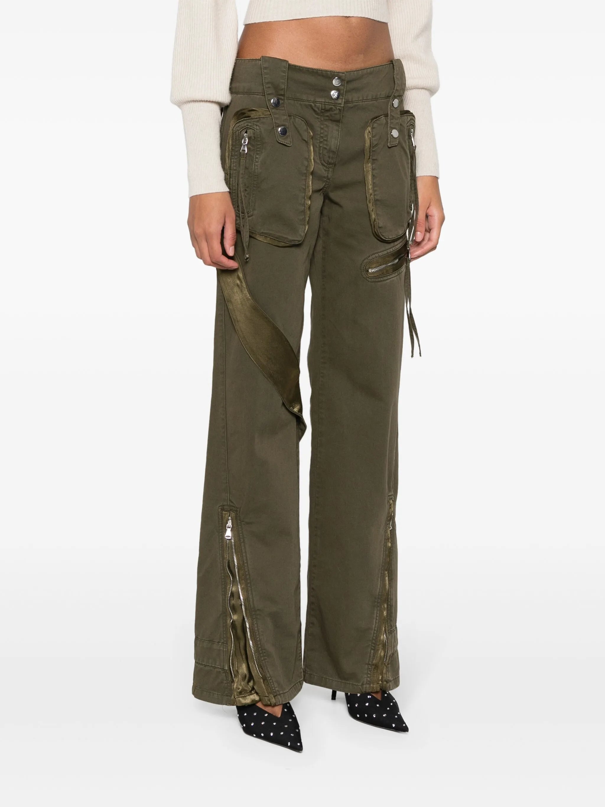 satin-insert cargo trousers