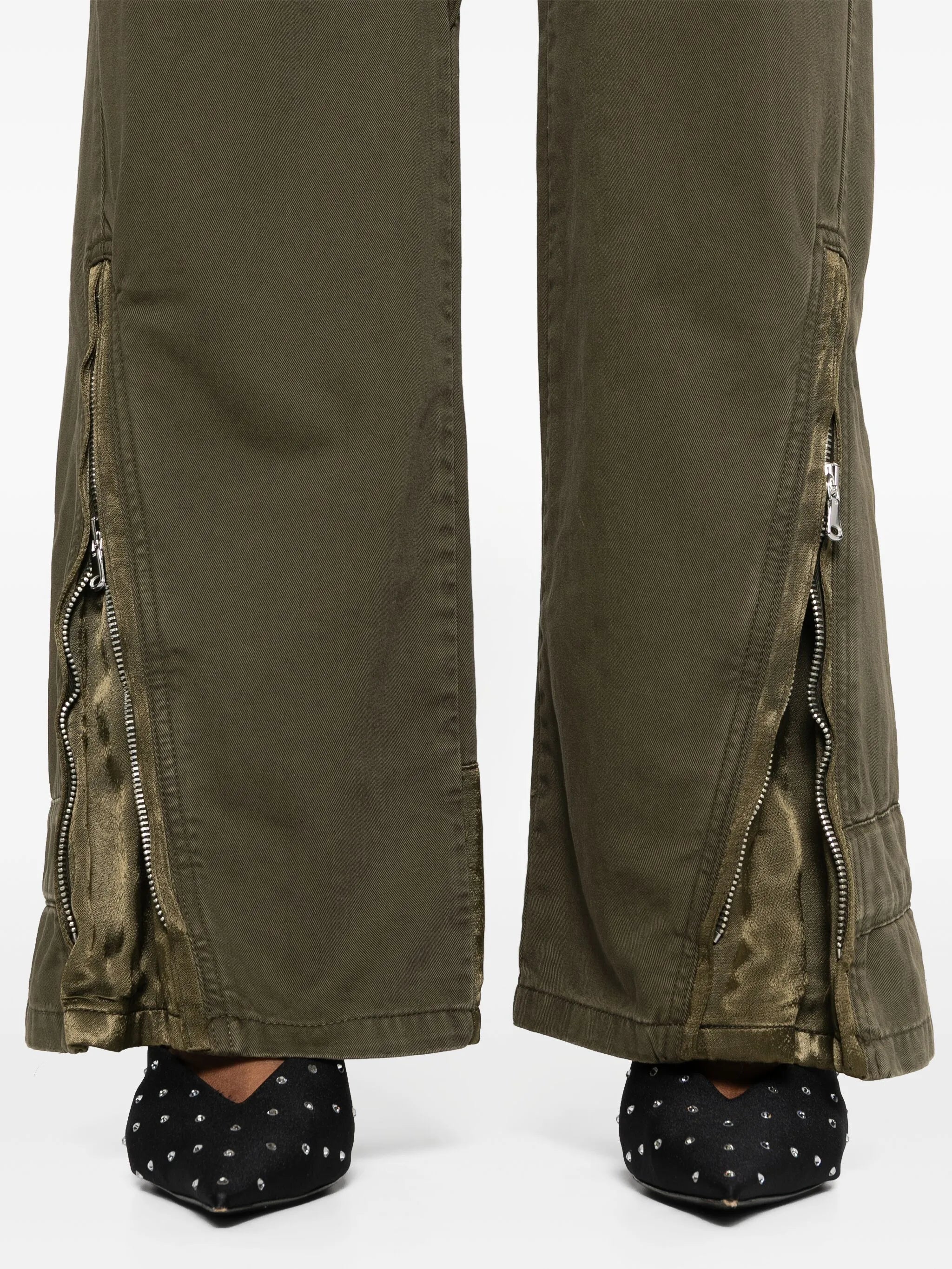 satin-insert cargo trousers