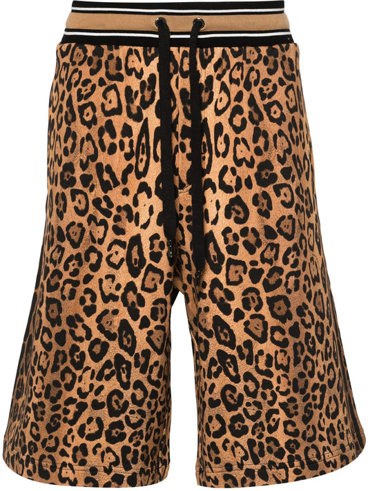 cheetah-print track shorts