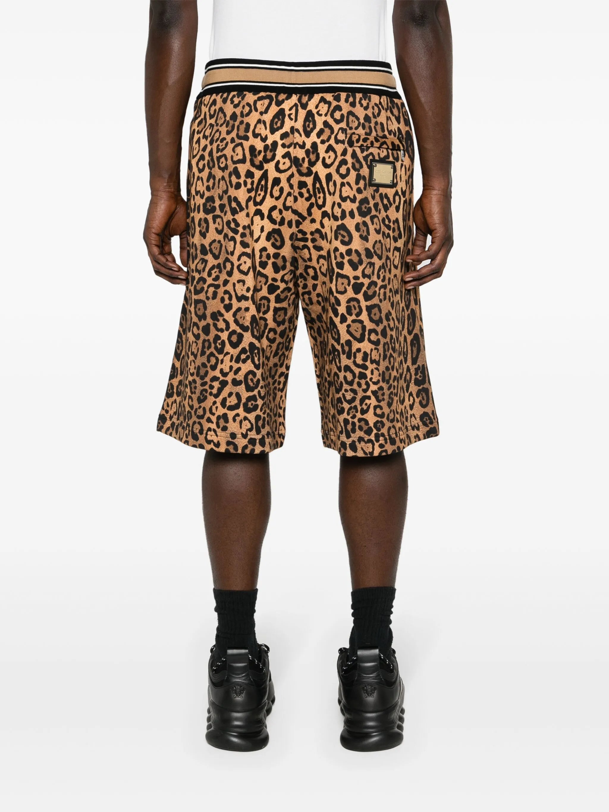 cheetah-print track shorts