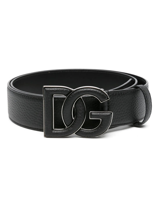 logo-buckle leather belt