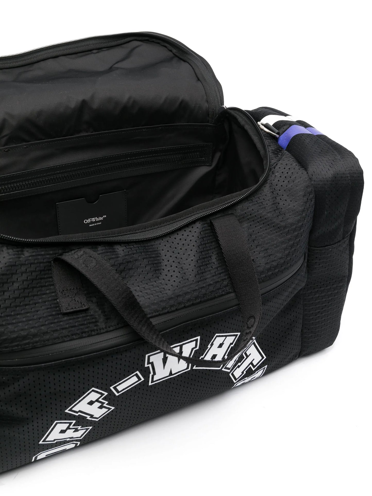logo-print mesh holdall