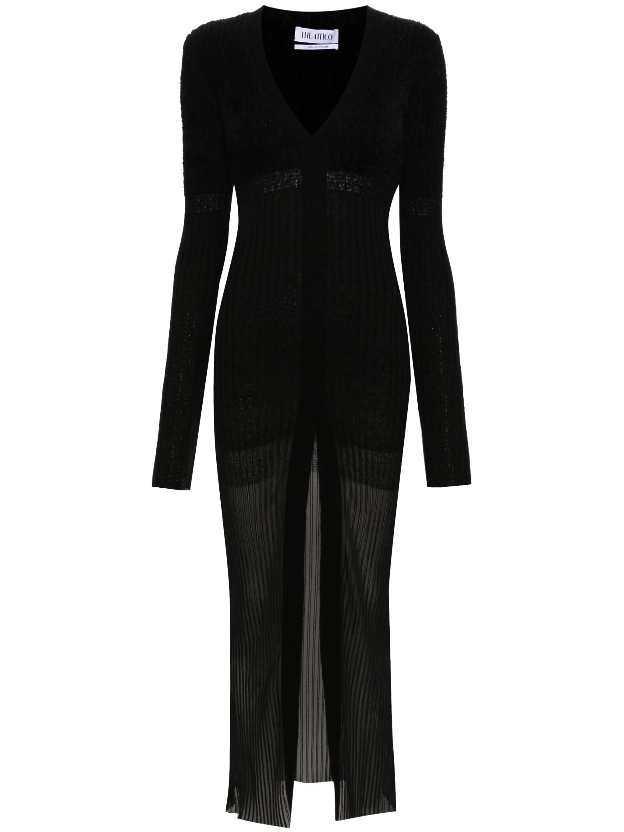 V-neck ribbed midi dress