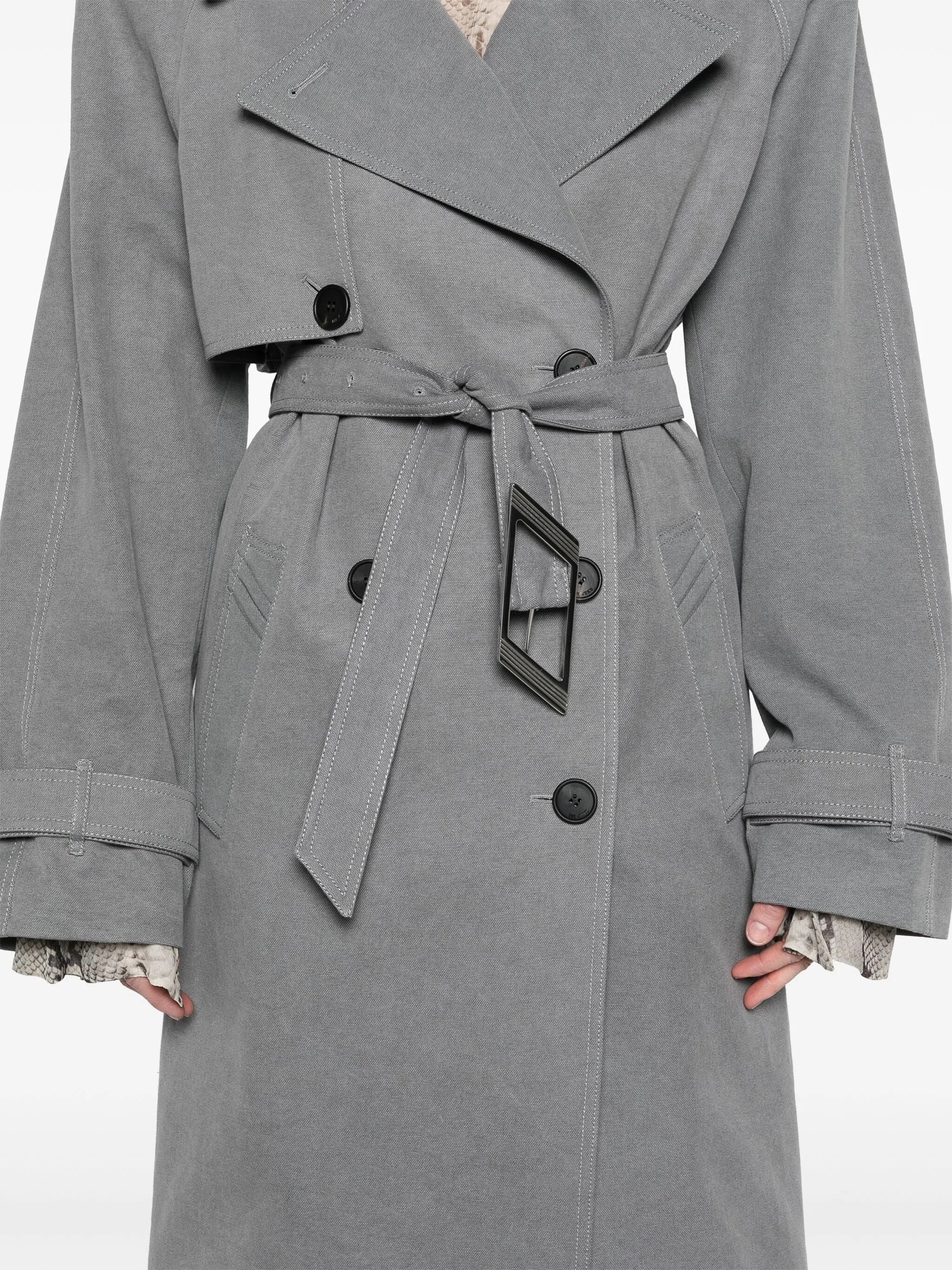shoulder-pads canvas trench coat