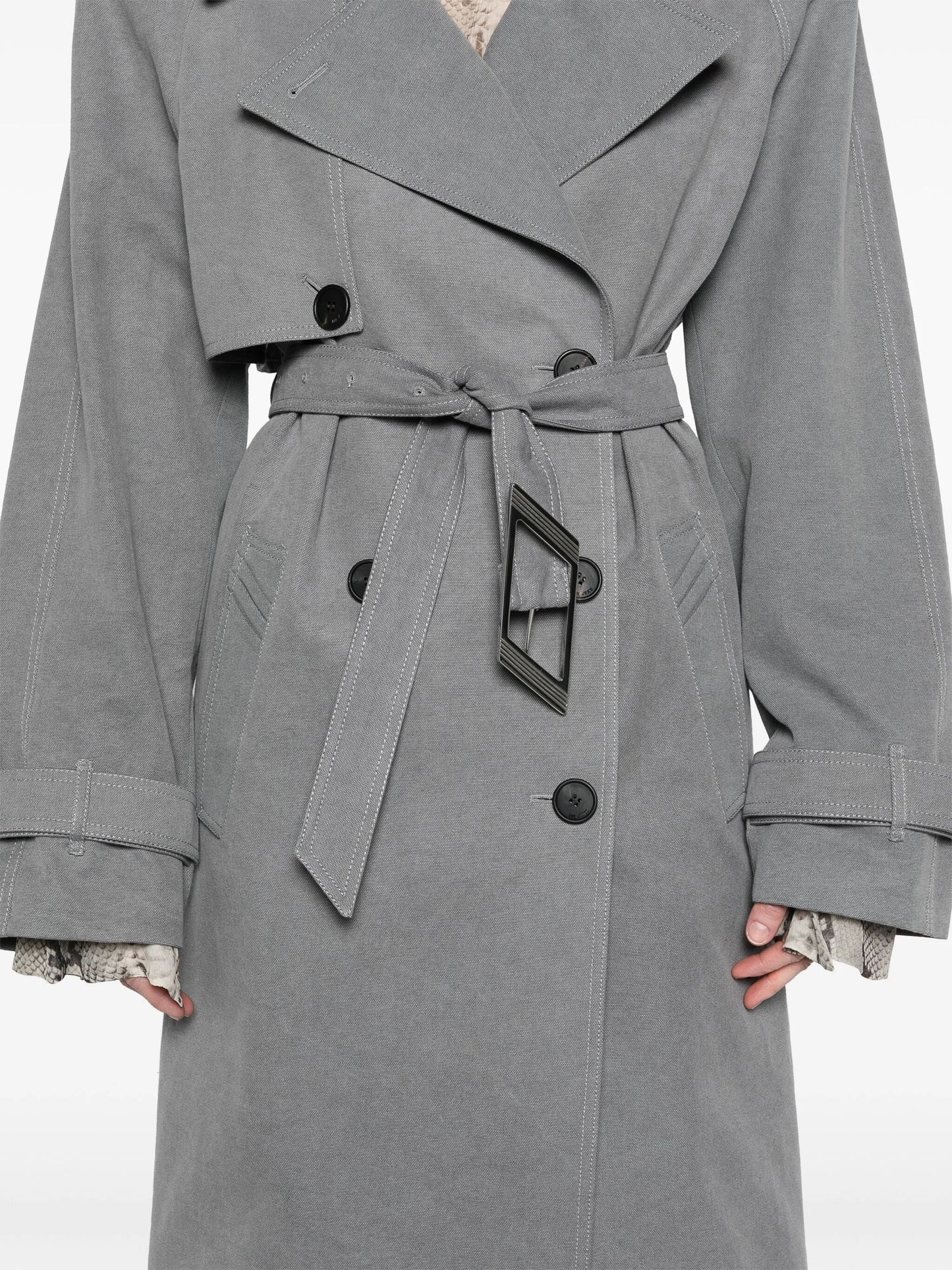 shoulder-pads canvas trench coat