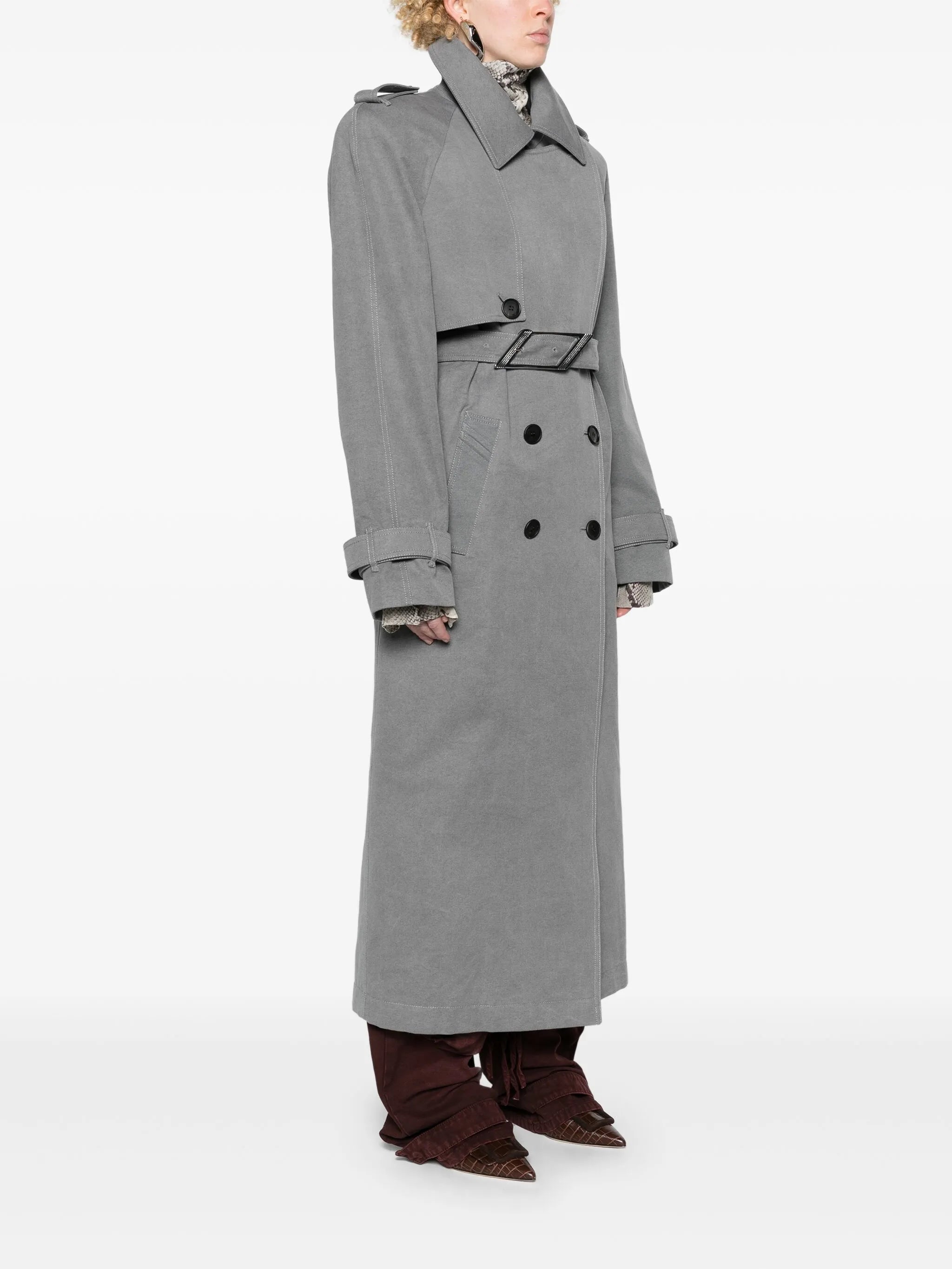 shoulder-pads canvas trench coat