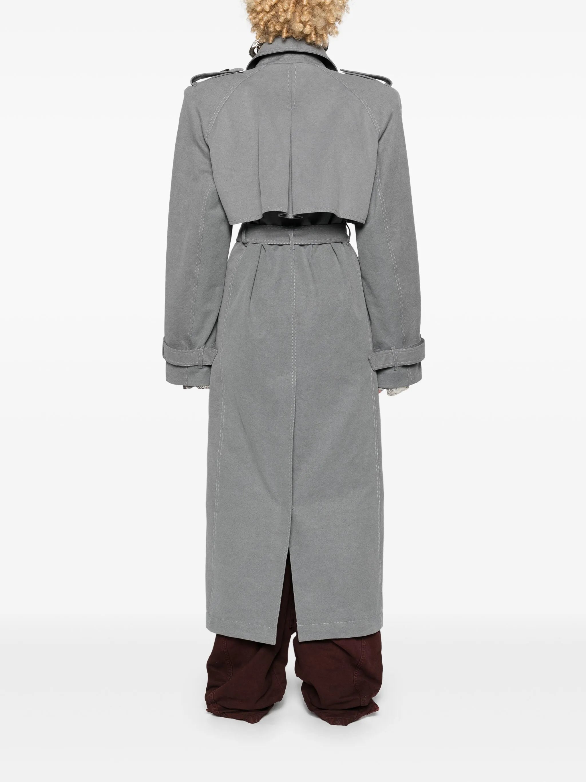 shoulder-pads canvas trench coat