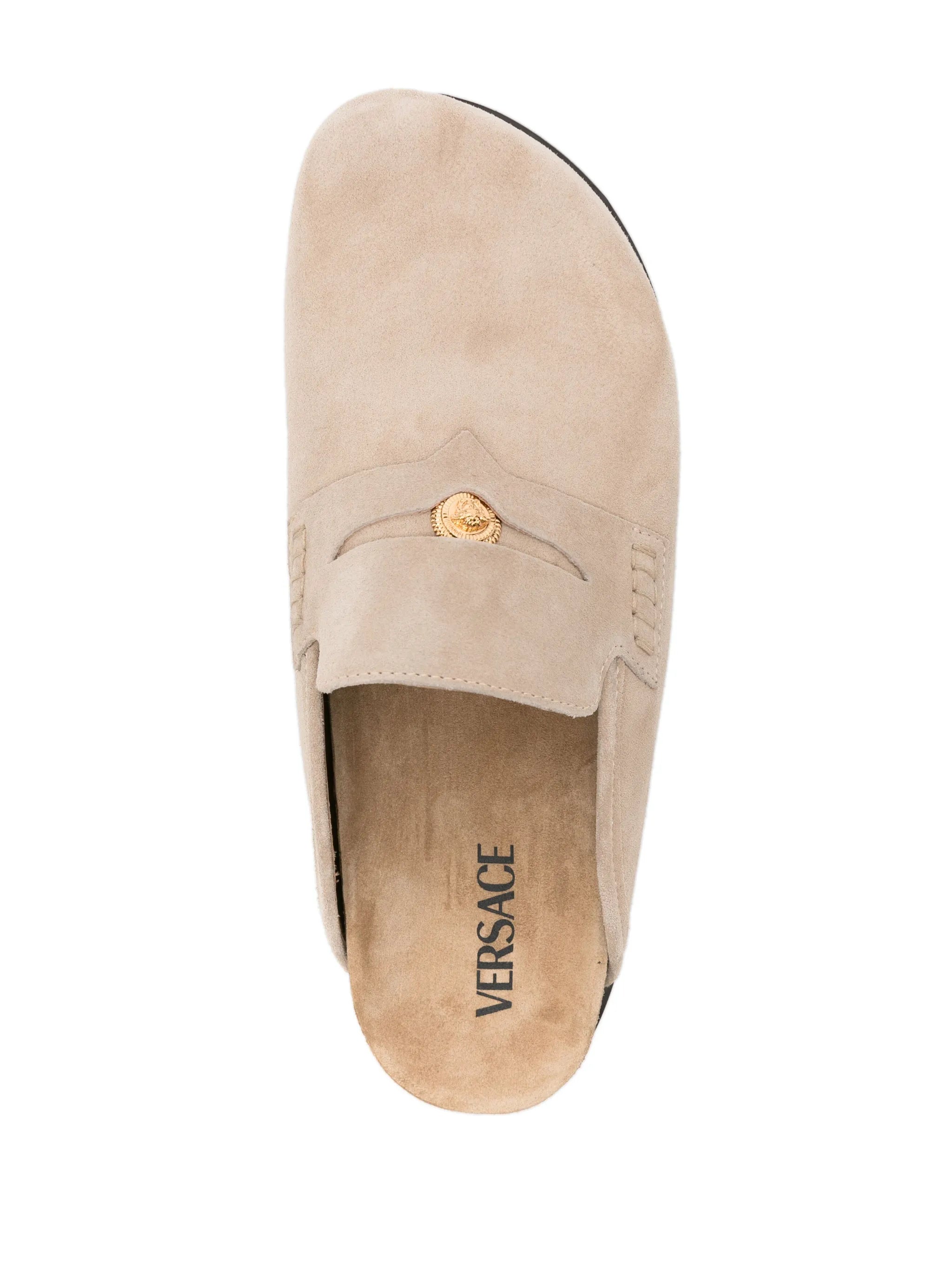 Medusa-penny suede mules