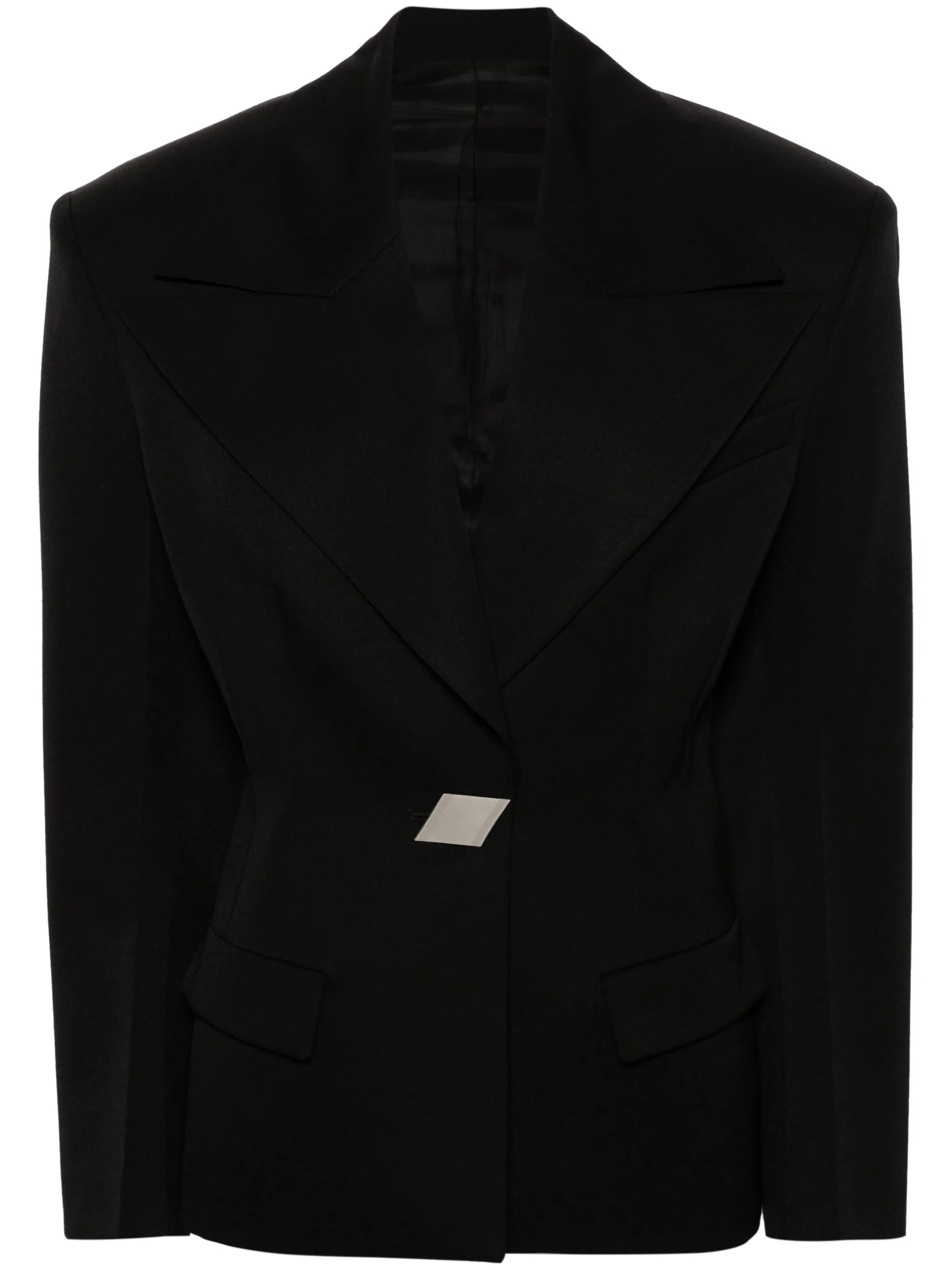 single-breasted maxi-shoulders blazer