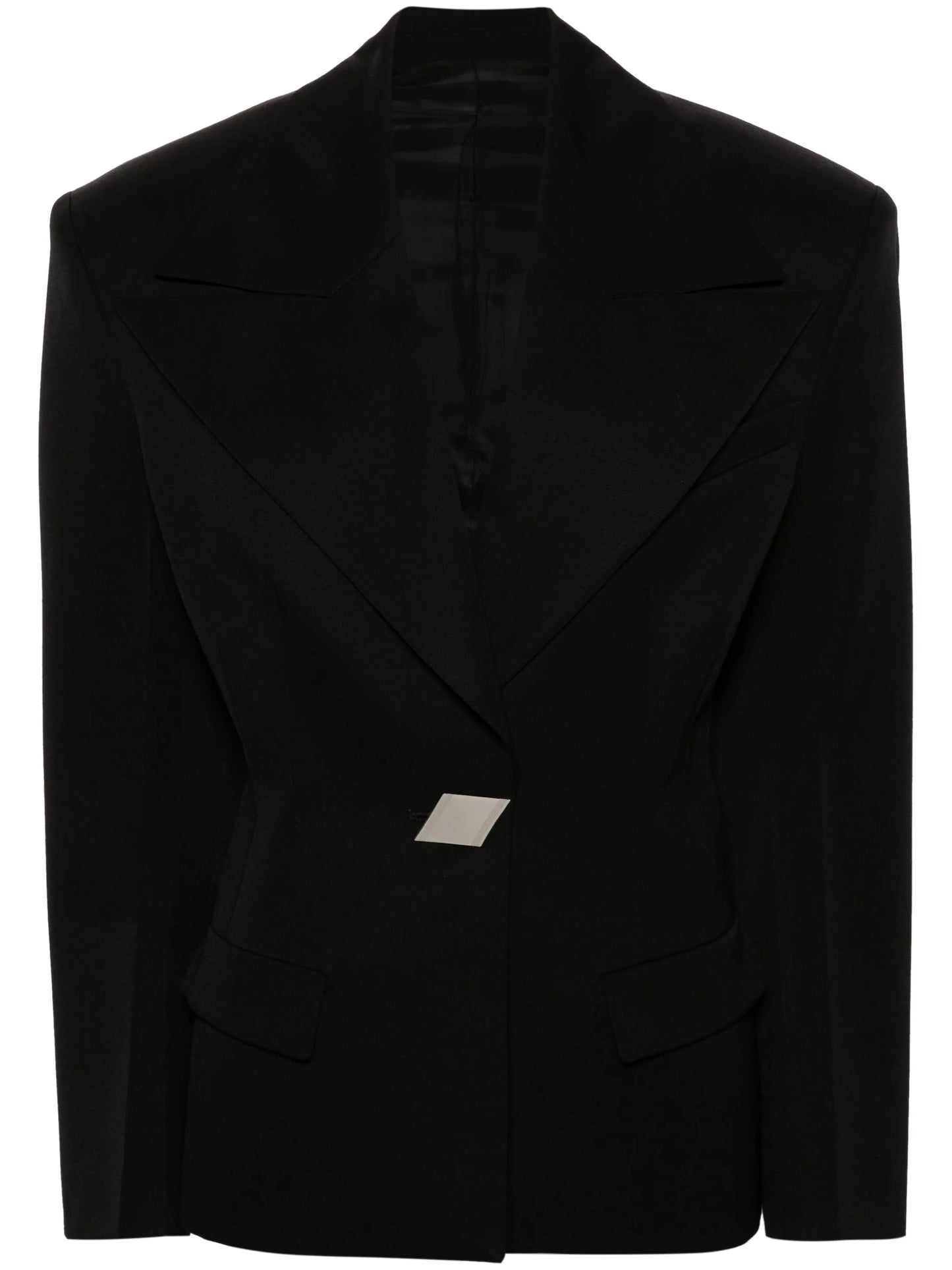single-breasted maxi-shoulders blazer