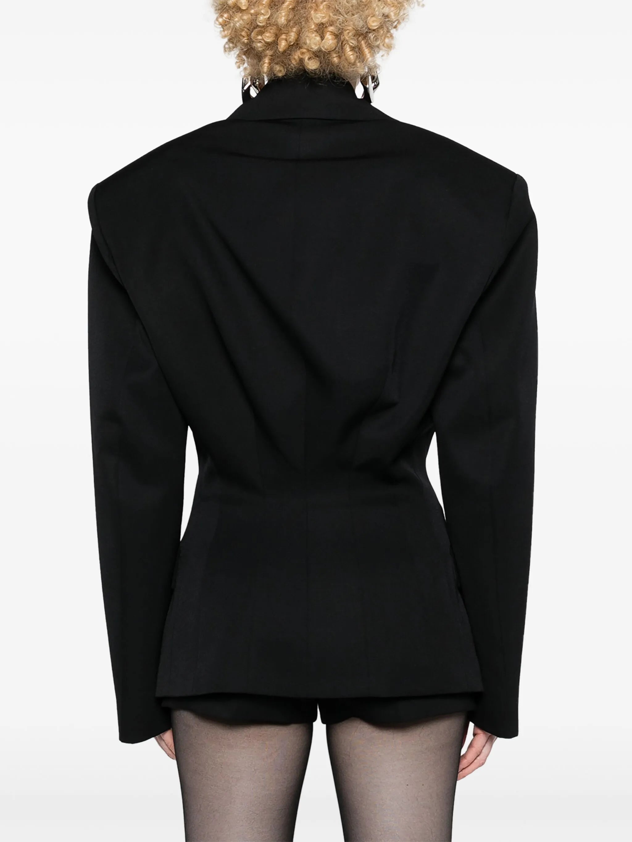 single-breasted maxi-shoulders blazer