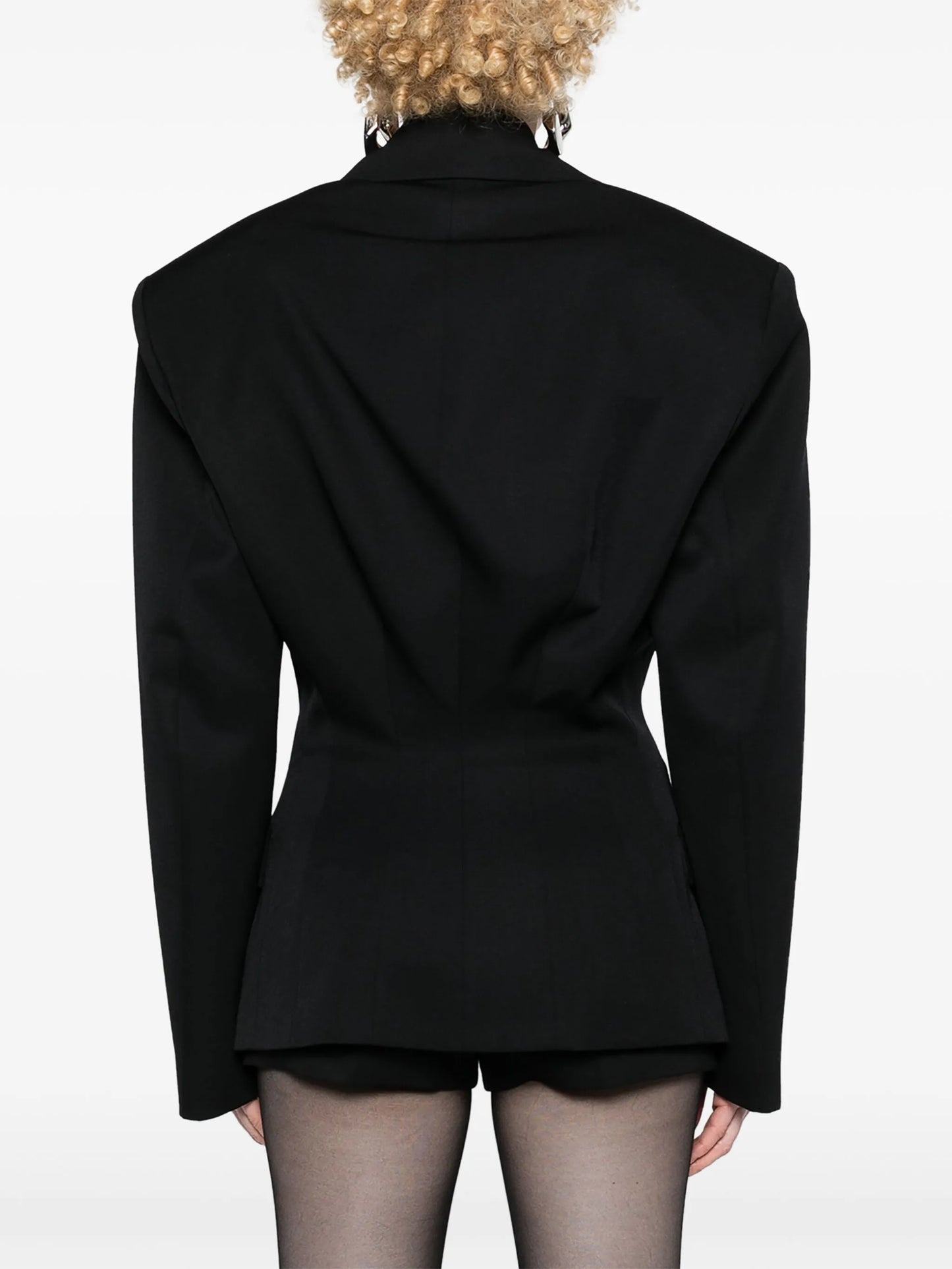 single-breasted maxi-shoulders blazer