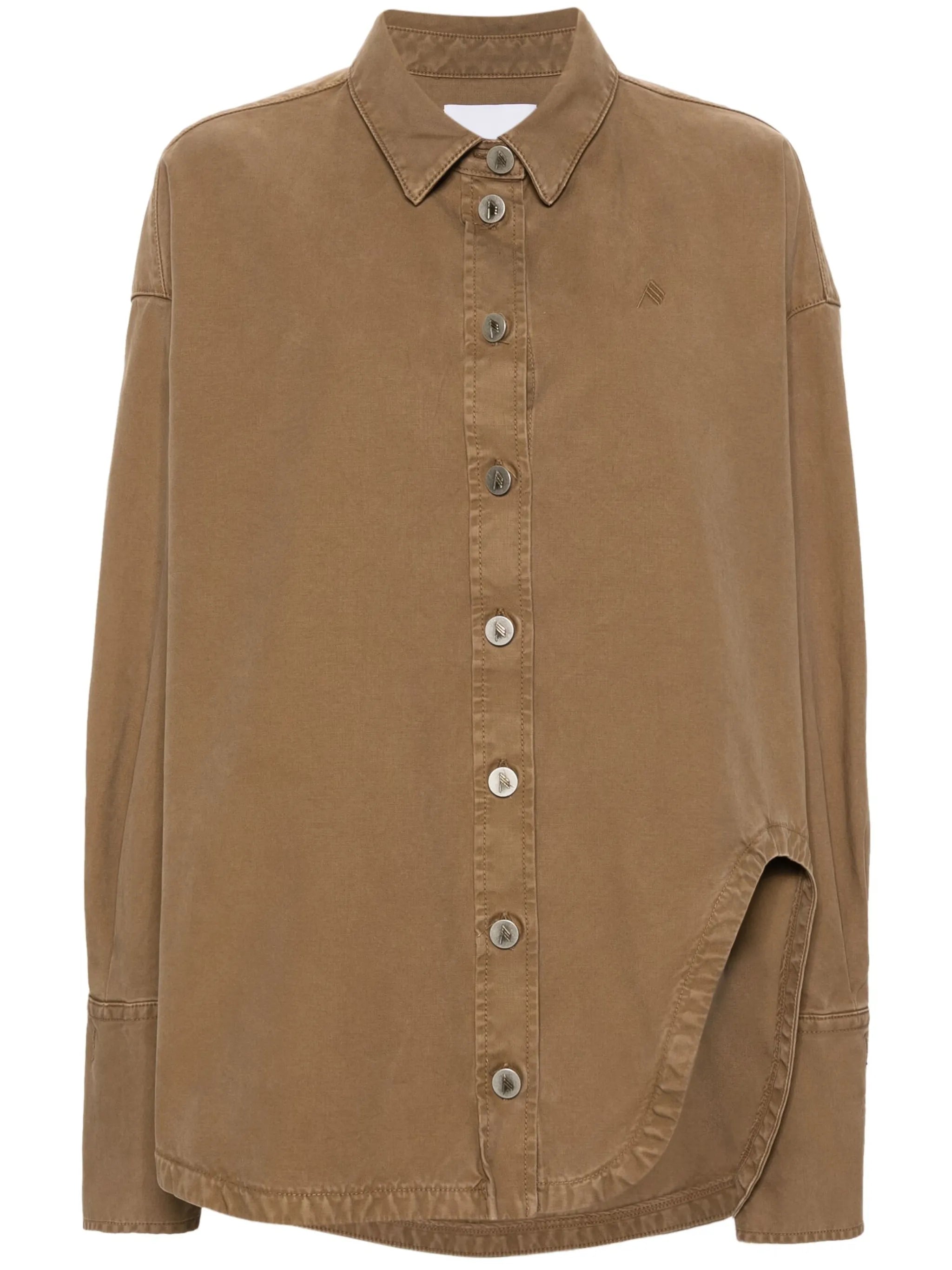 spread-collar gabardine coat
