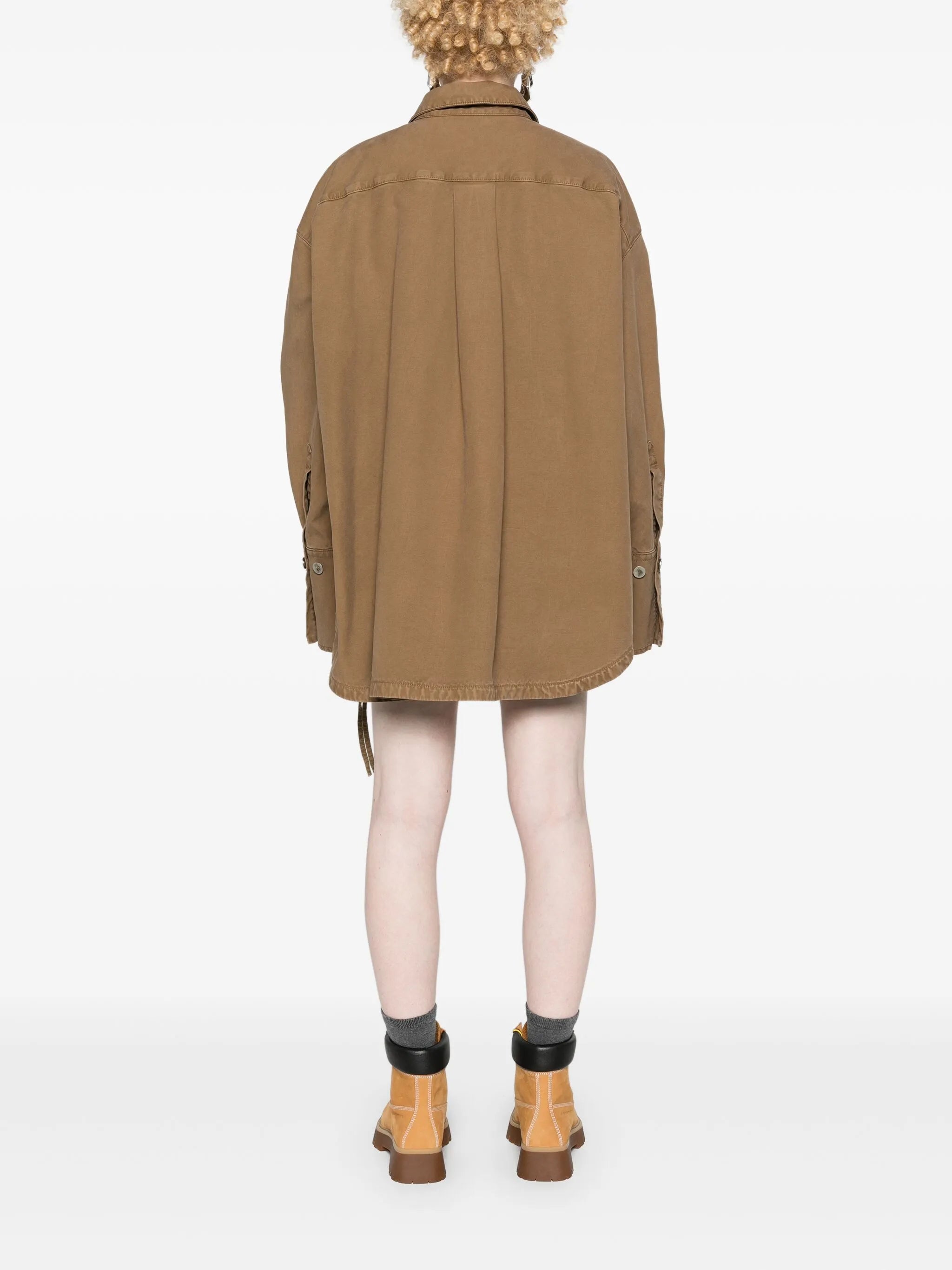 spread-collar gabardine coat
