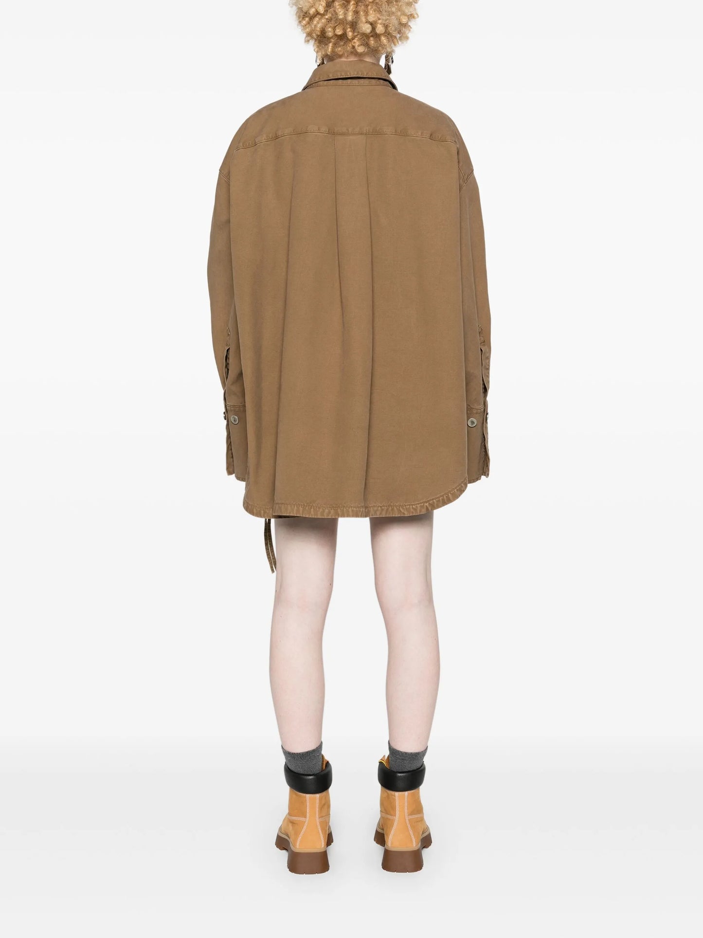 spread-collar gabardine coat