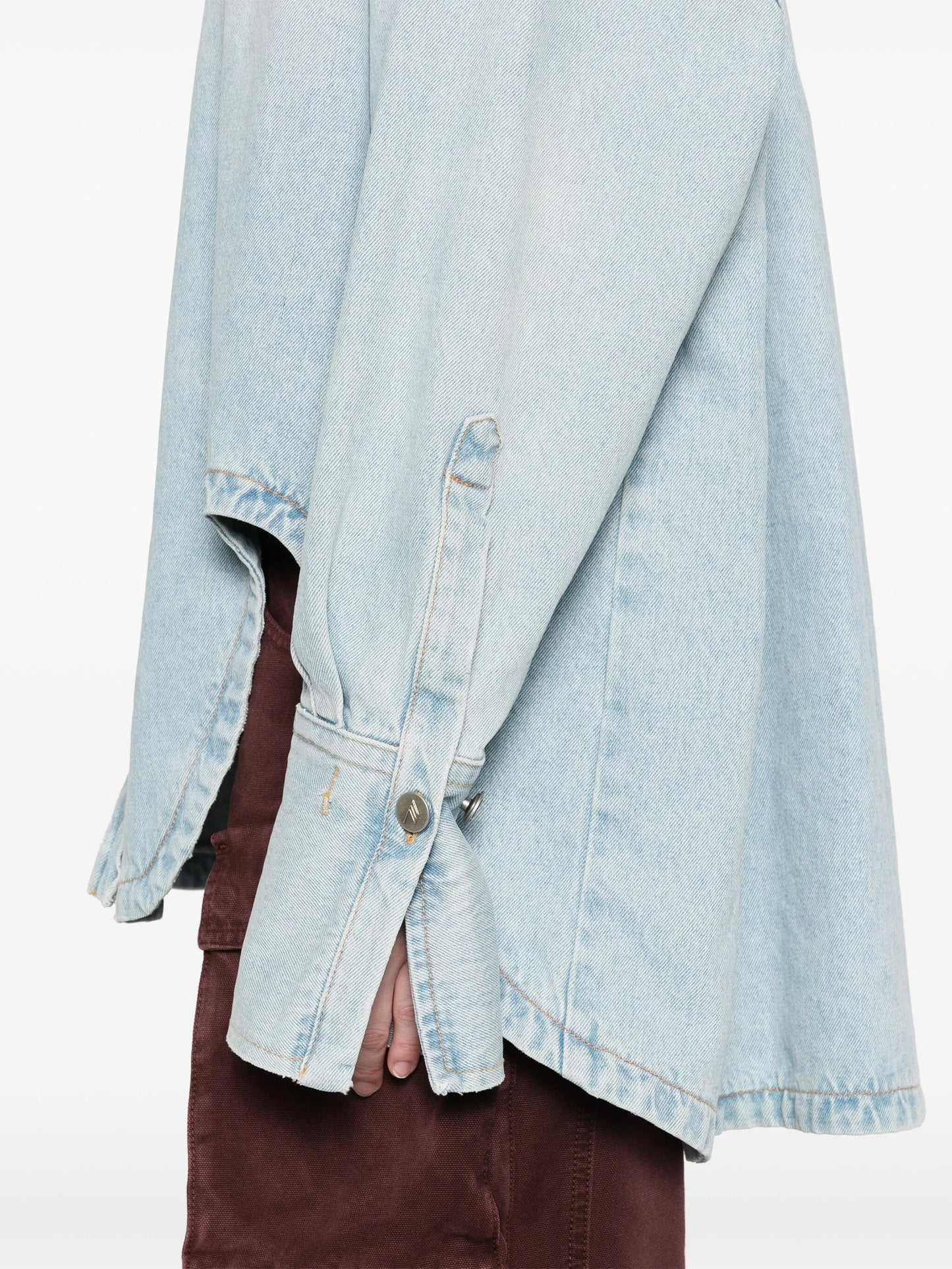 spread-collar denim coat