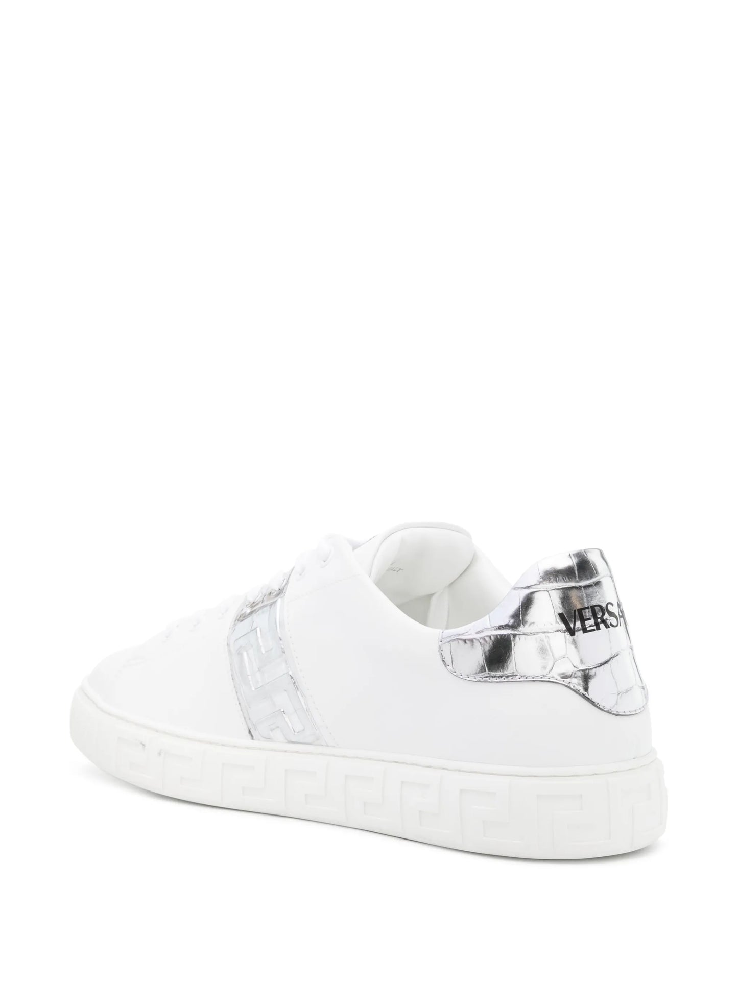 Greca-detail leather sneakers