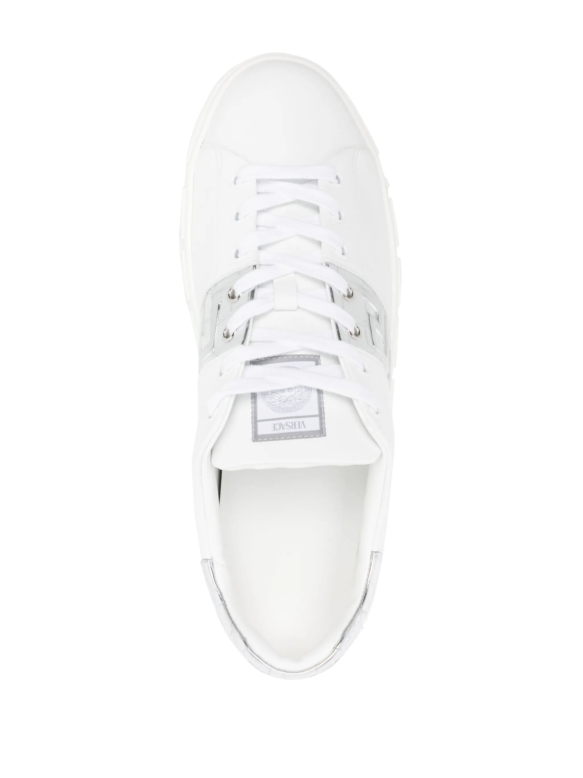 Greca-detail leather sneakers