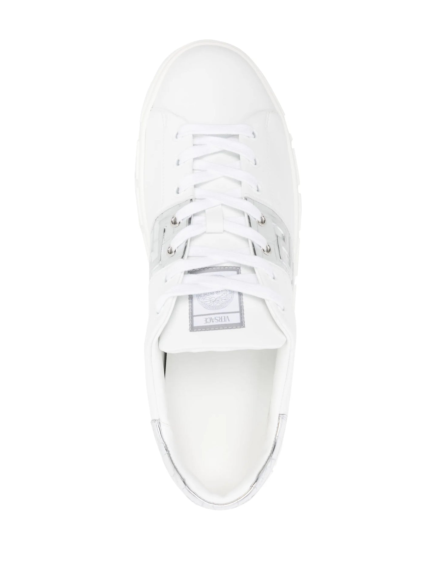 Greca-detail leather sneakers