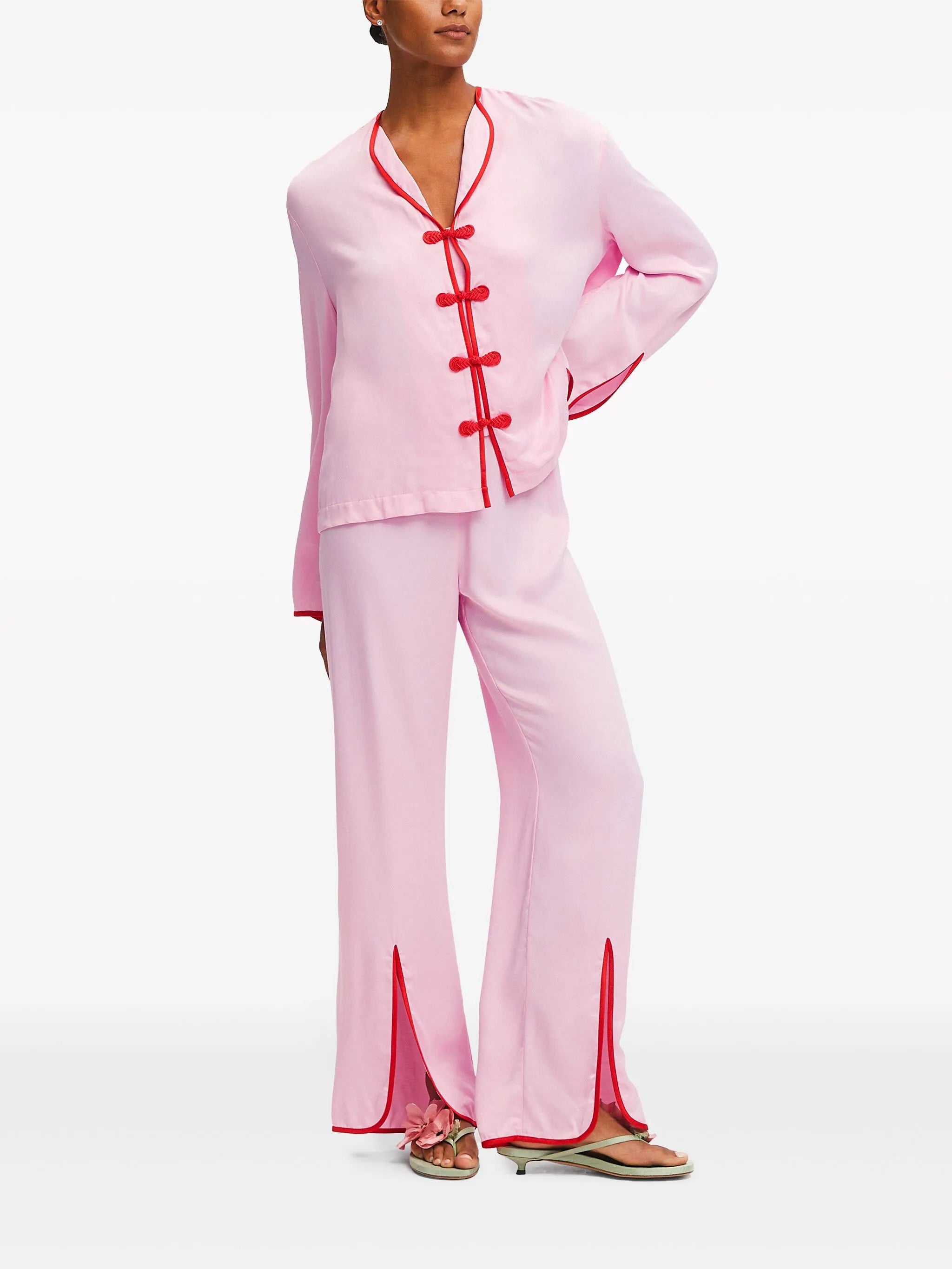 Louis piped-trim pyjamas