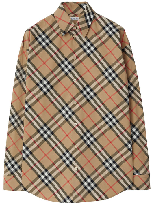 check-pattern cotton shirt