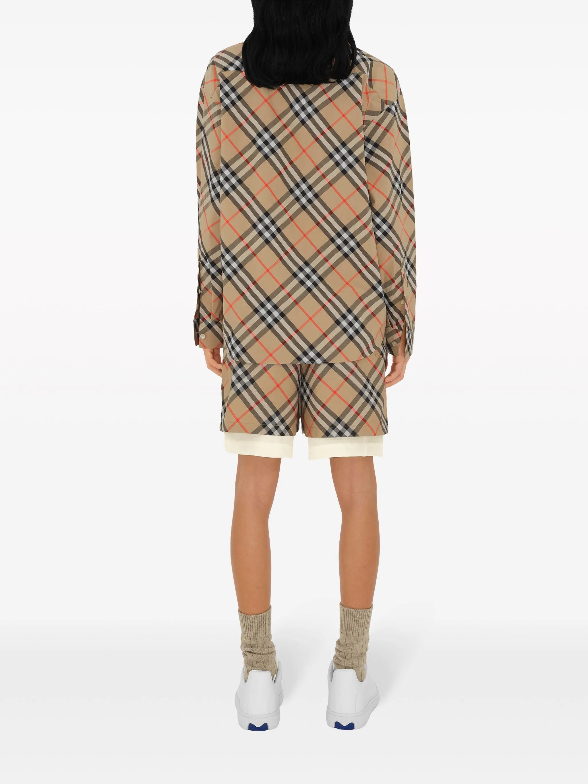 check-pattern cotton shirt