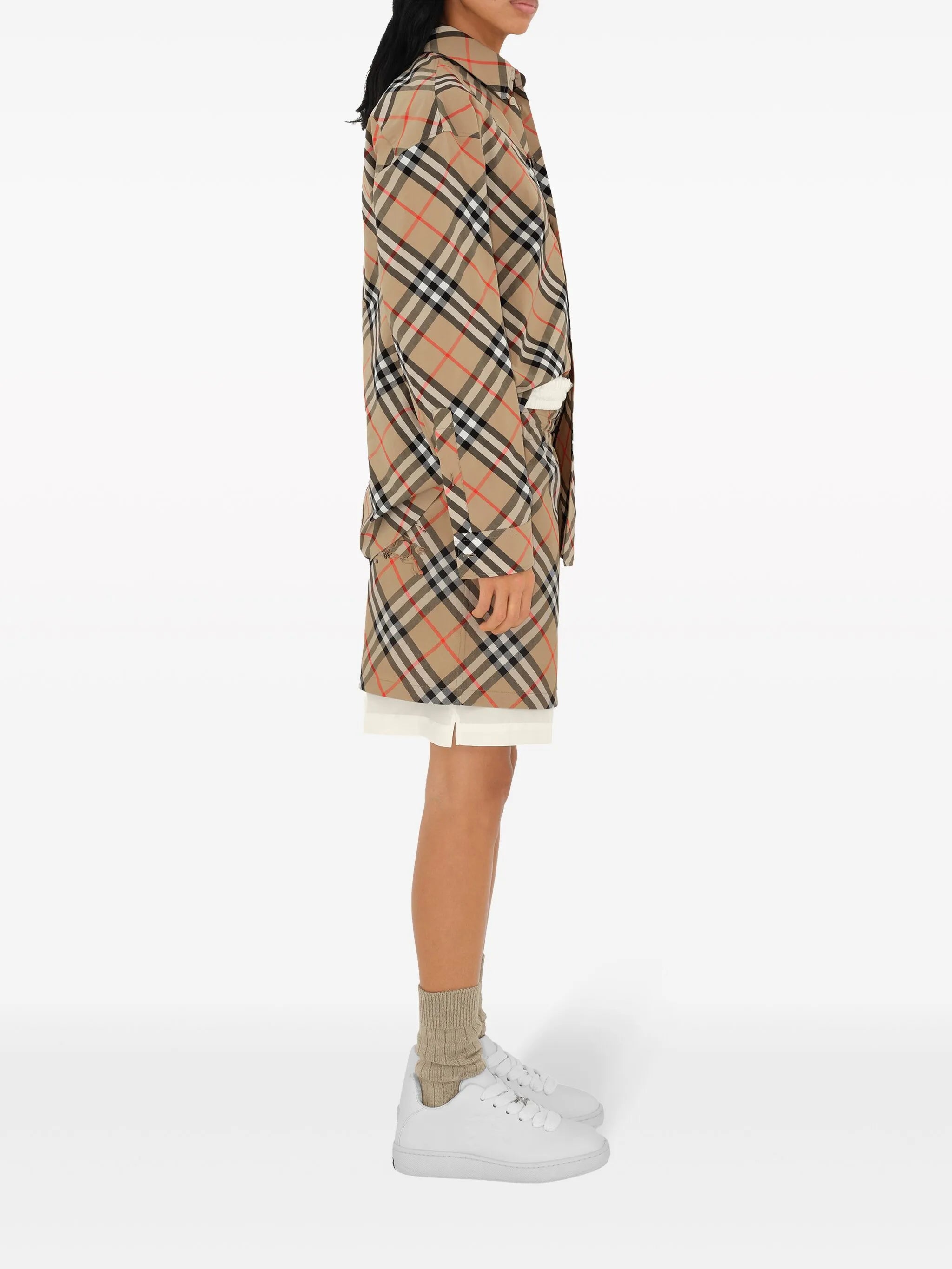 check-pattern cotton shirt