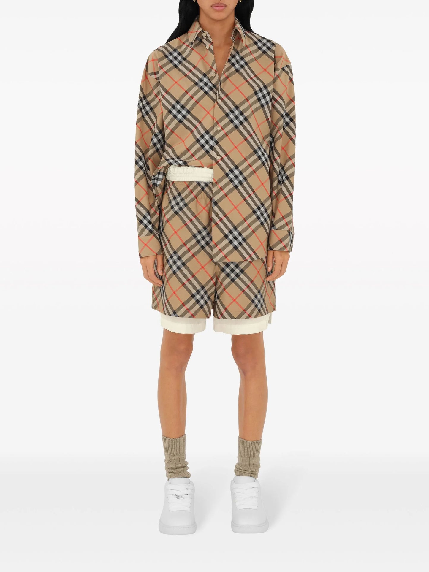 check-pattern cotton shirt