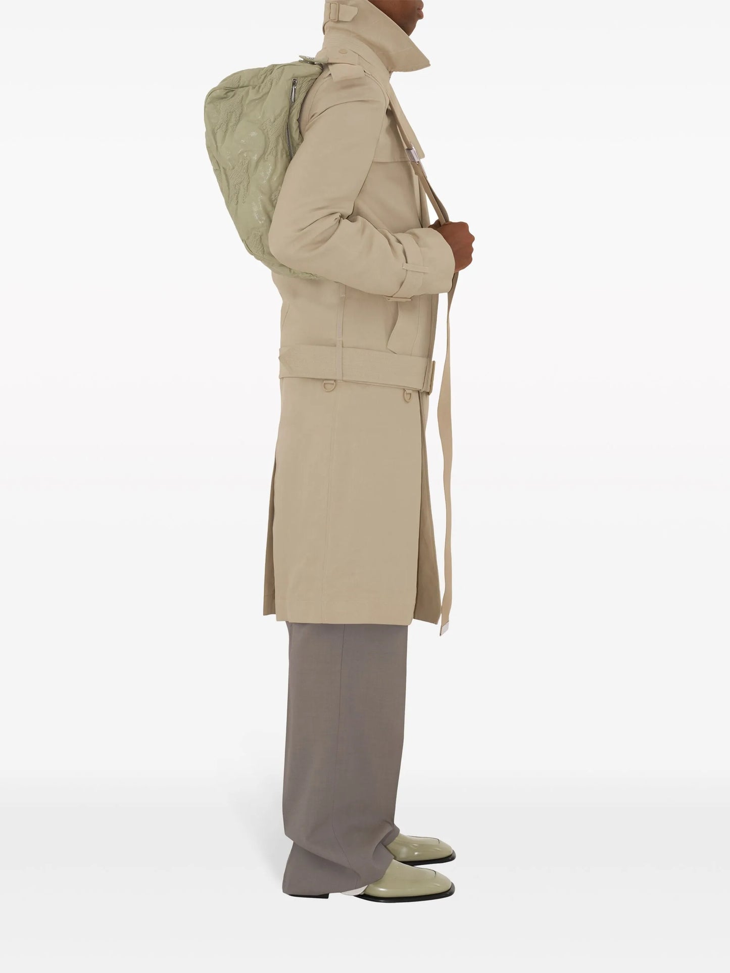 belted-waist trench coat