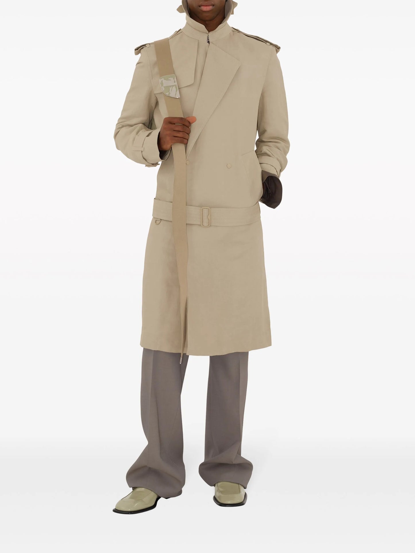belted-waist trench coat