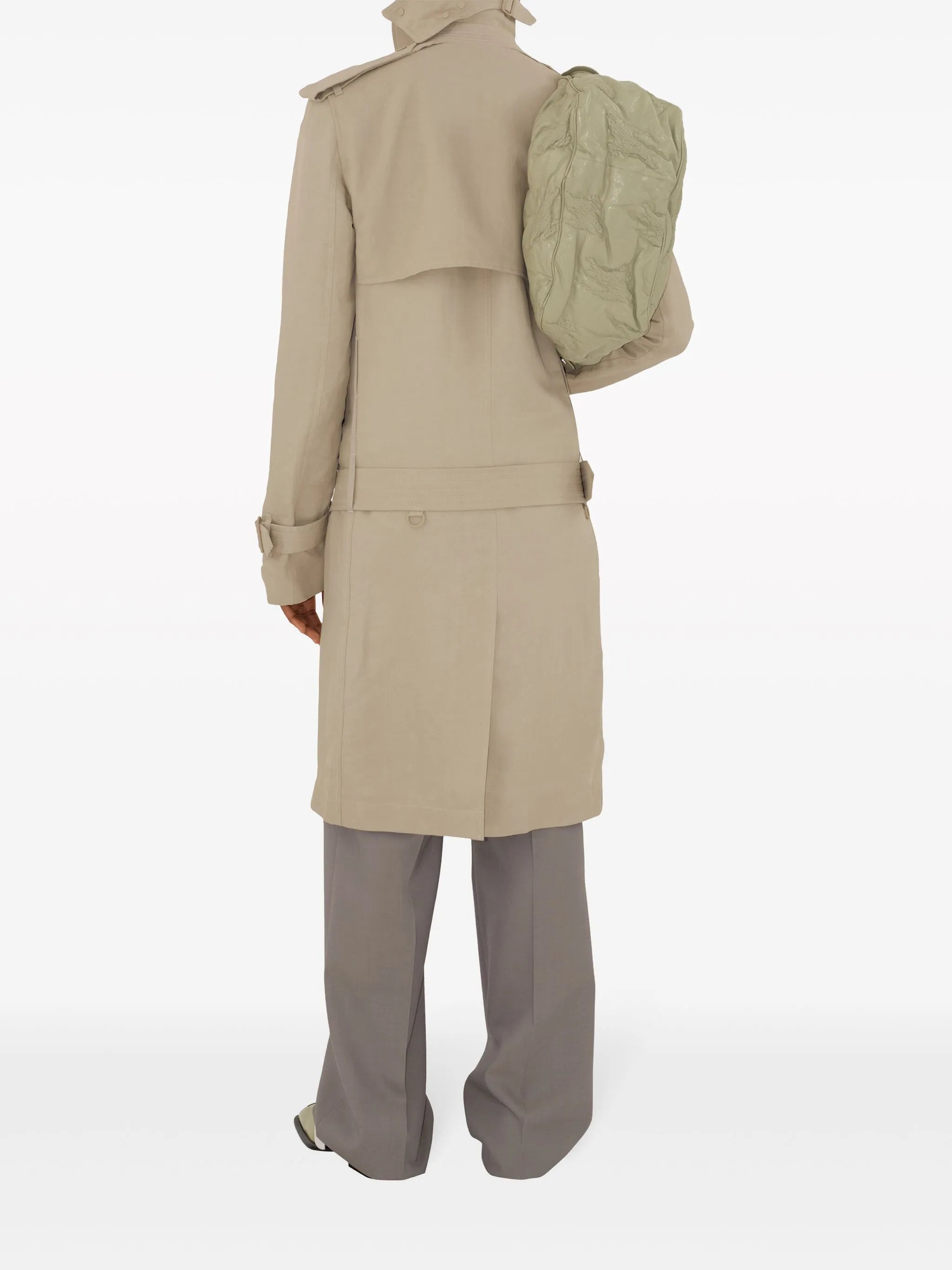 belted-waist trench coat