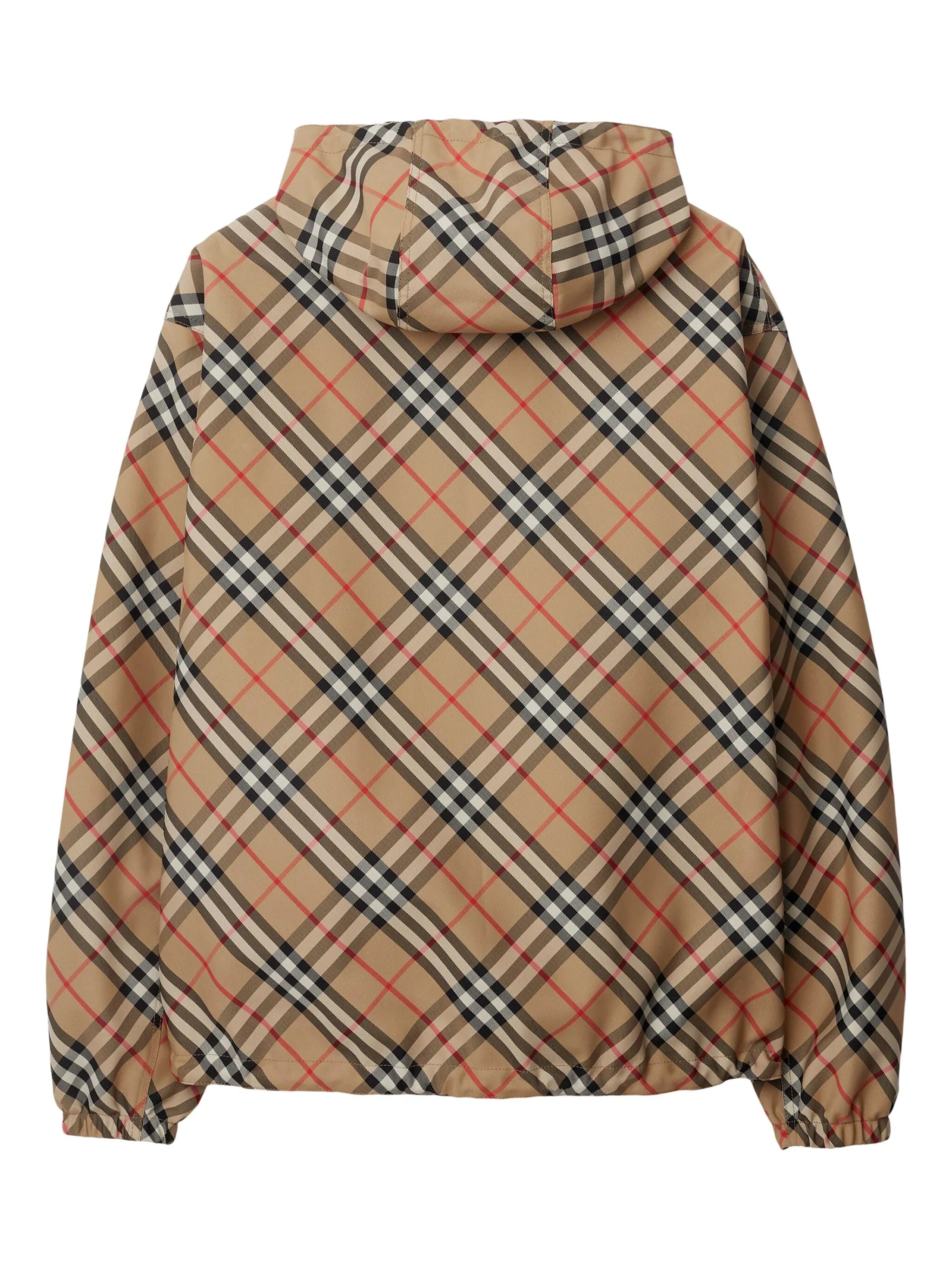 Check reversible zip-front hooded jacket