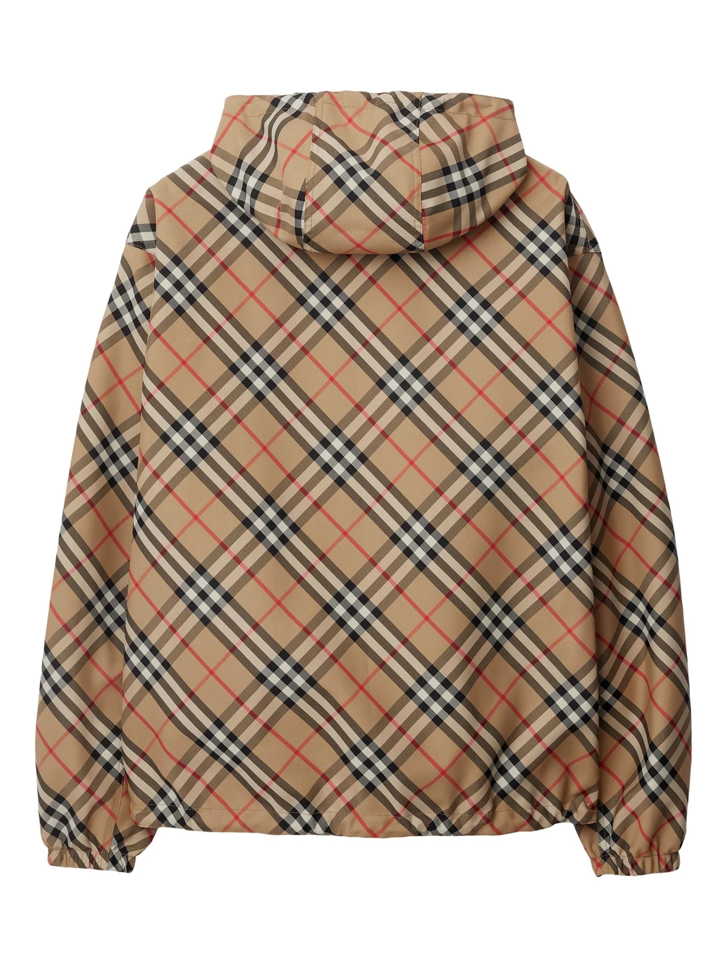 Check reversible zip-front hooded jacket