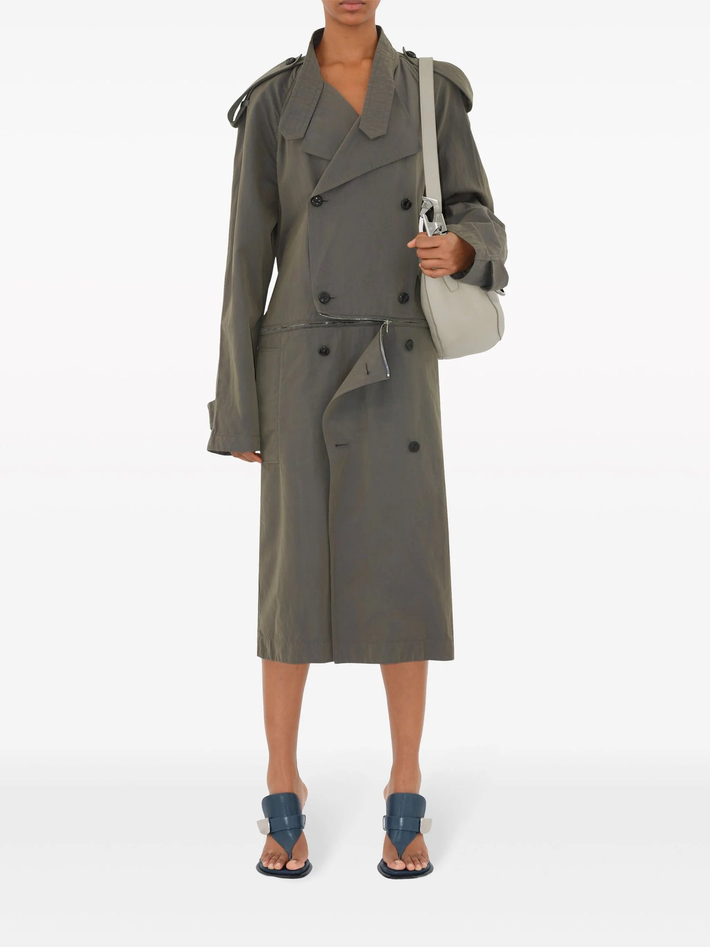 cotton-linen blend trench dress