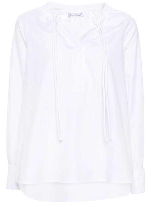 cotton-poplin lace-up shirt
