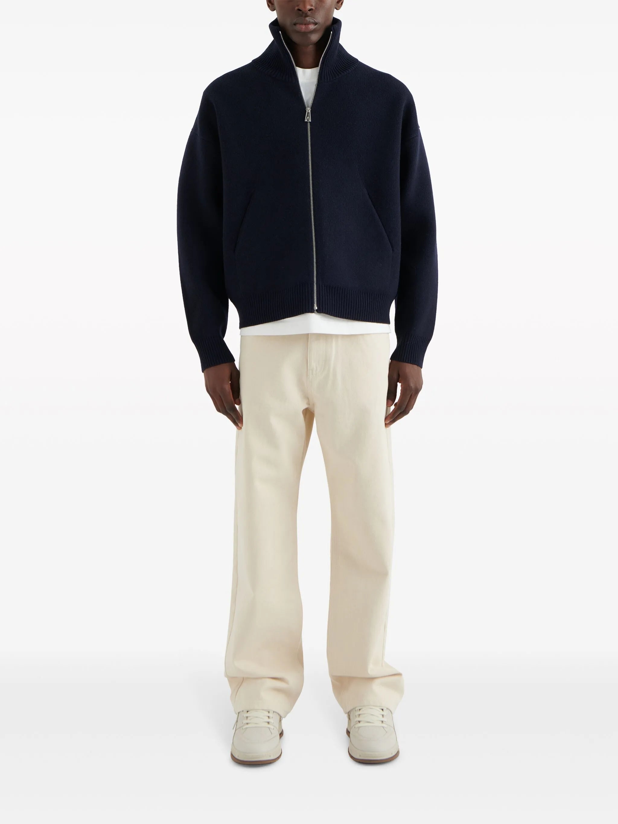 Core wool-blend zipped cardigan
